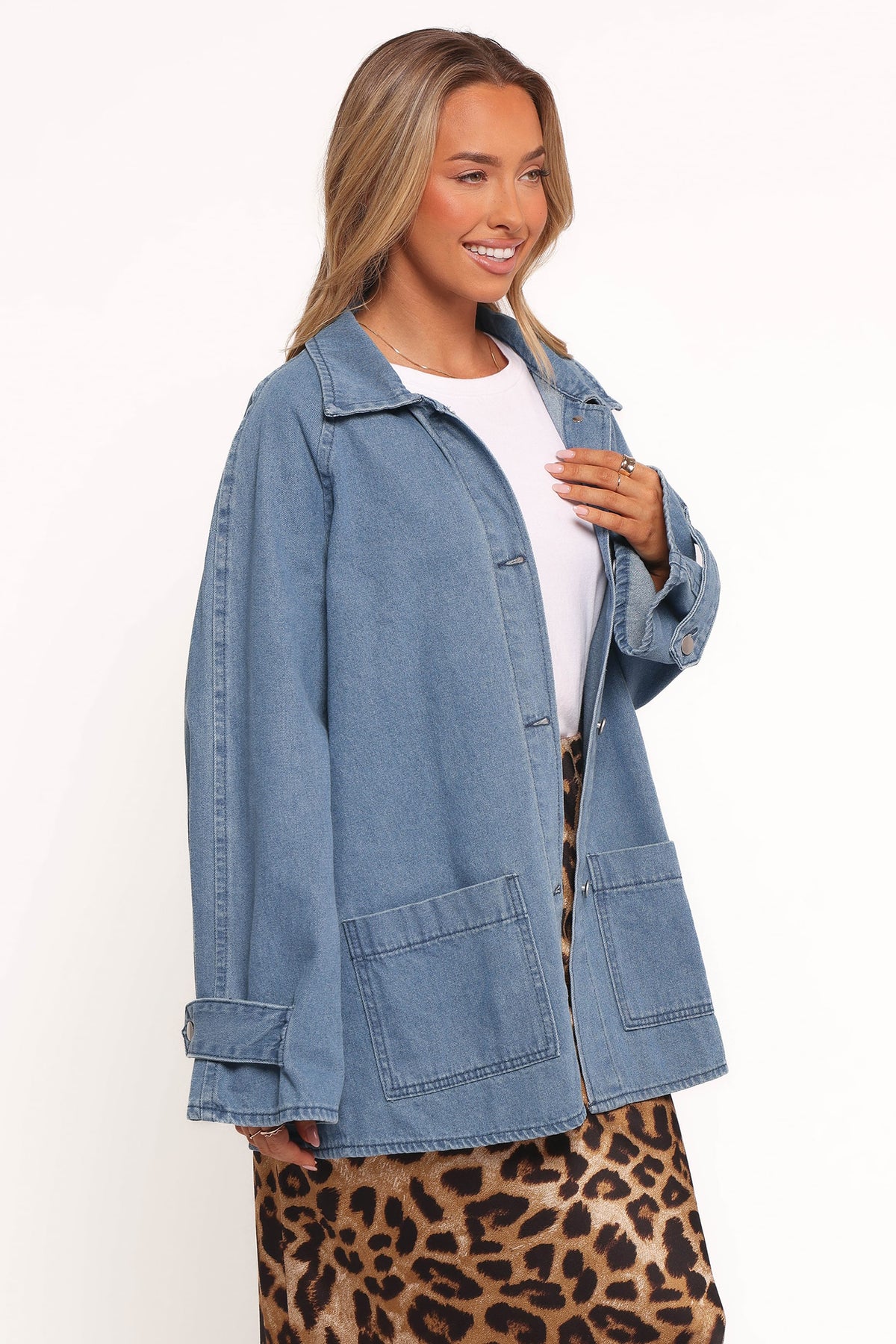 Novan Oversized Shacket in Denim – view 3 of 6