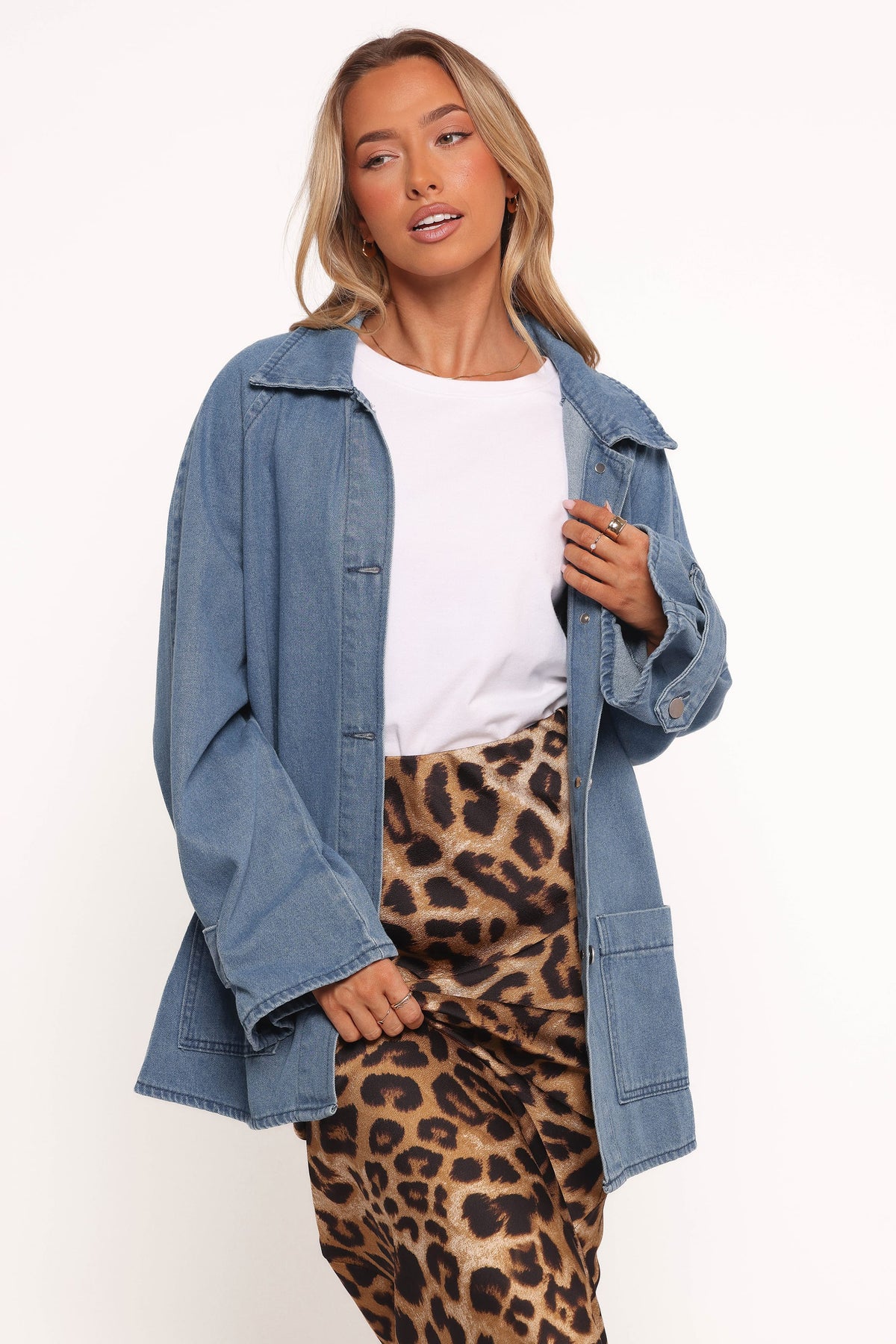 Novan Oversized Shacket in Denim – view 1 of 6