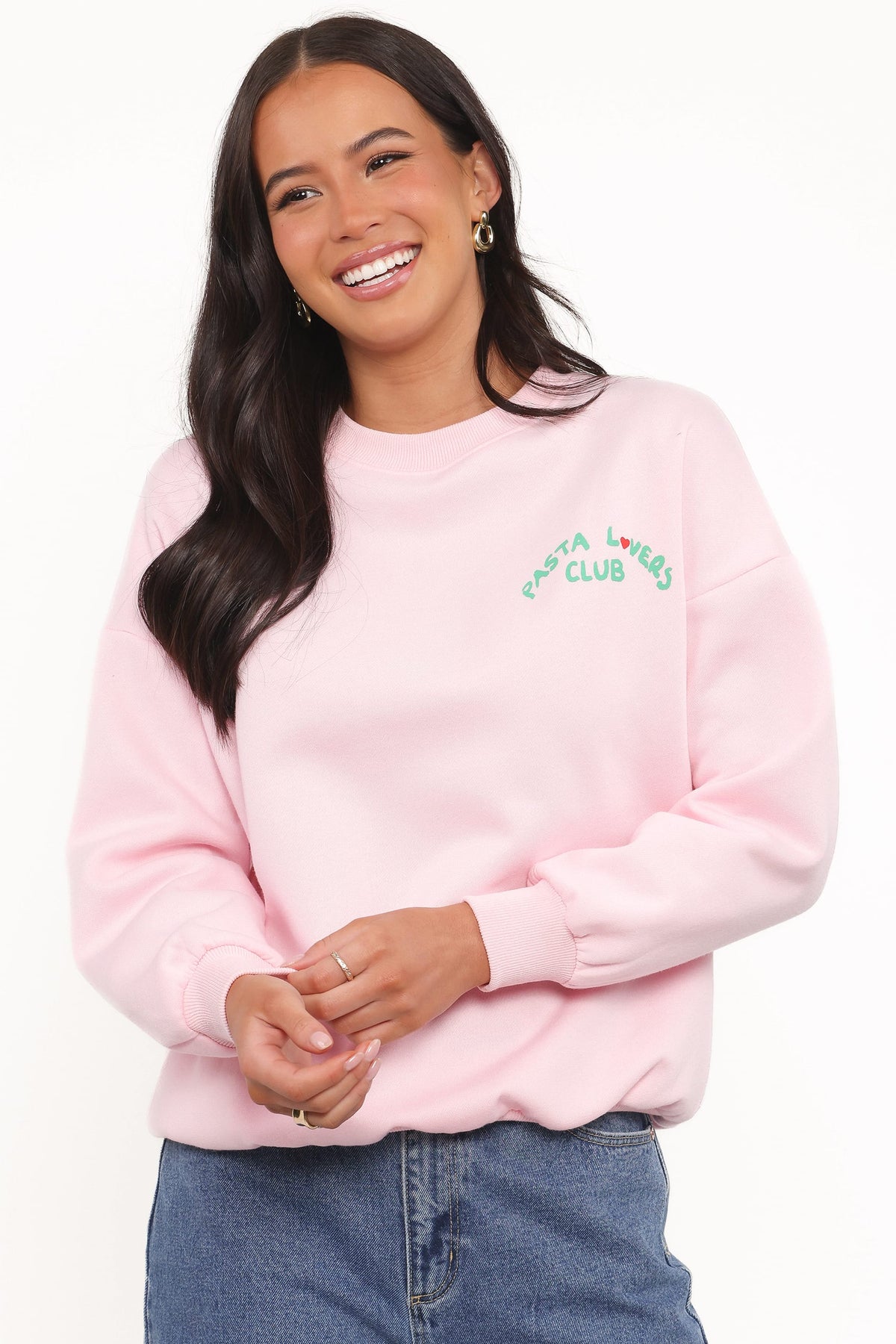 Pasta Lovers Club Graphic Sweater in Pink – view 2 of 9