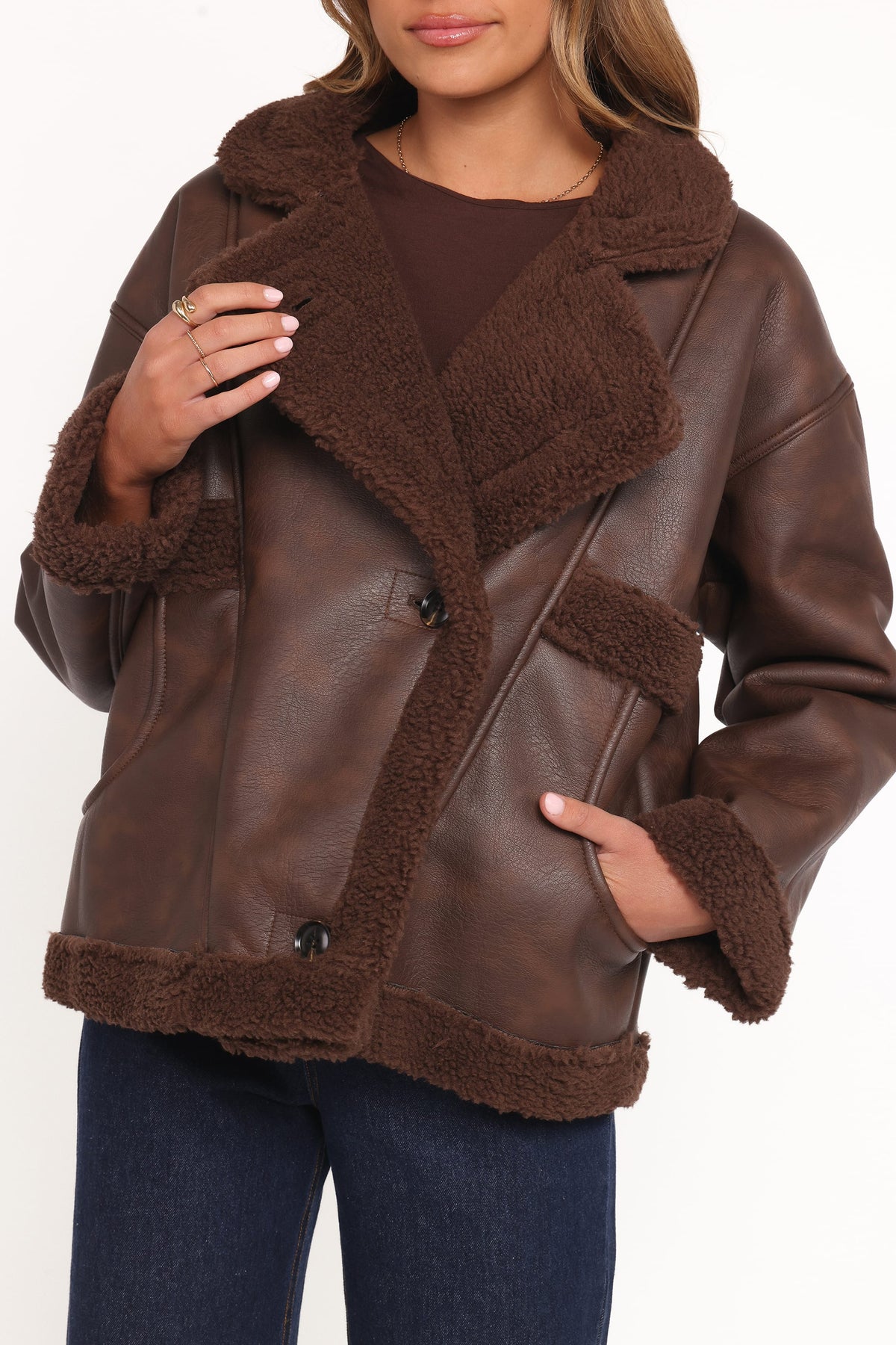 Sherpa Car Coat in Chocolate – view 6 of 8