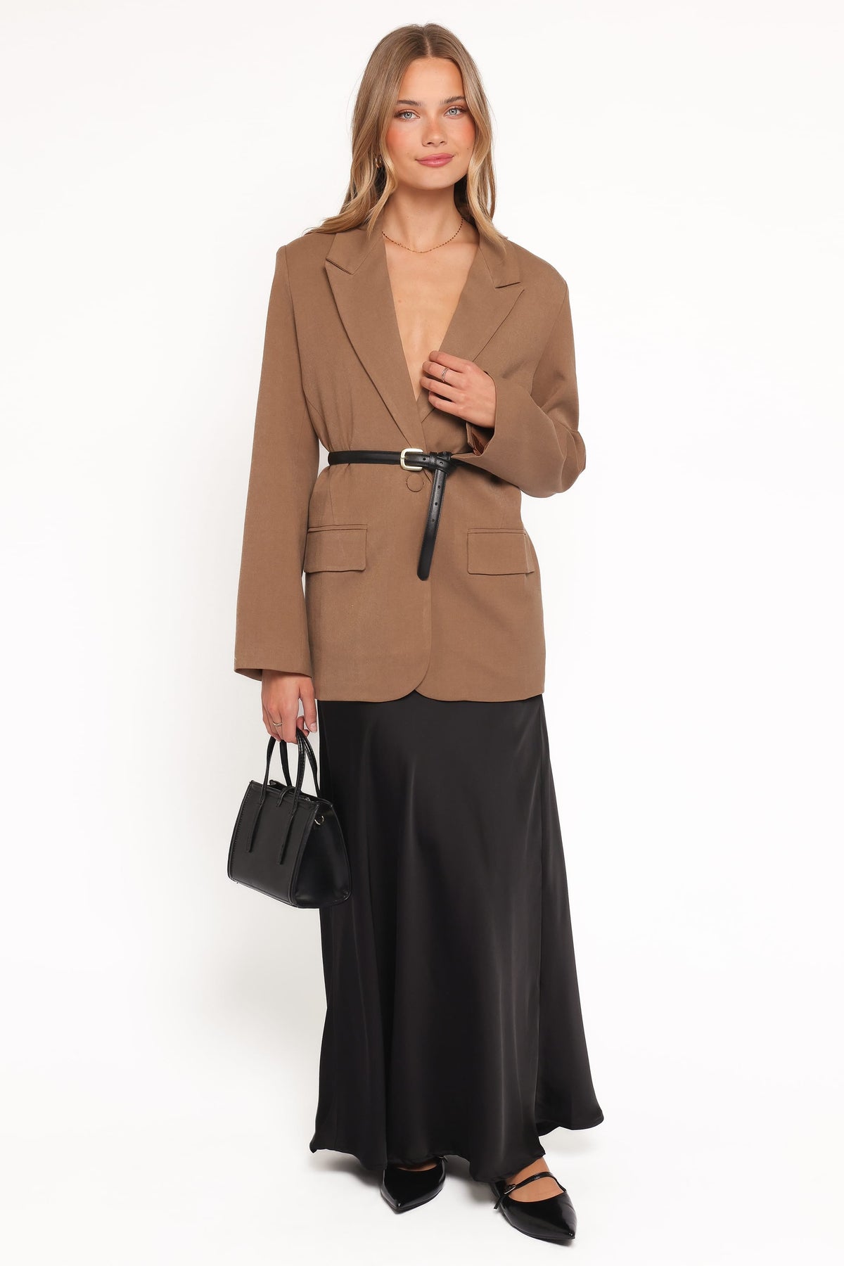 Tove Tie Back Blazer in Tan – view 5 of 6