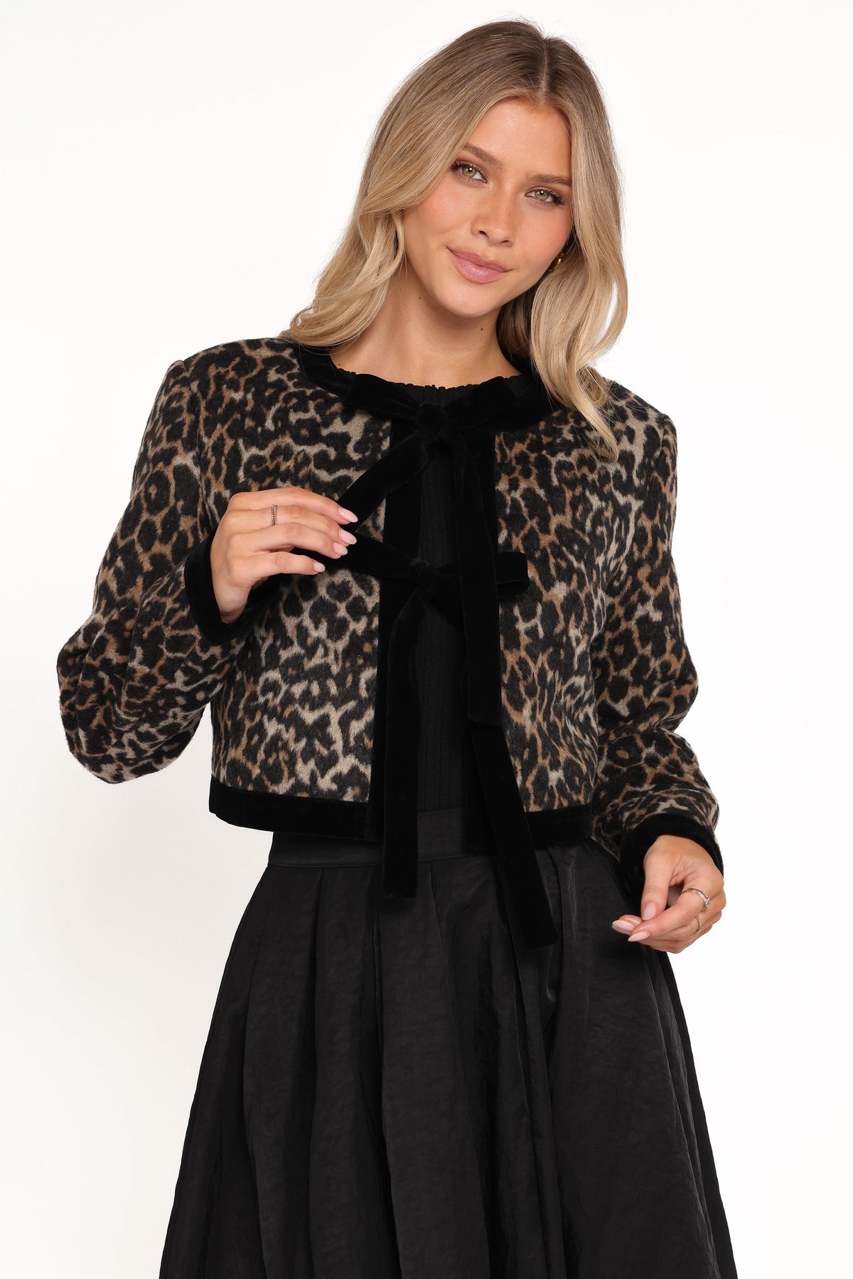 Vanna Tie Front Jacket in Leopard – view 1 of 6