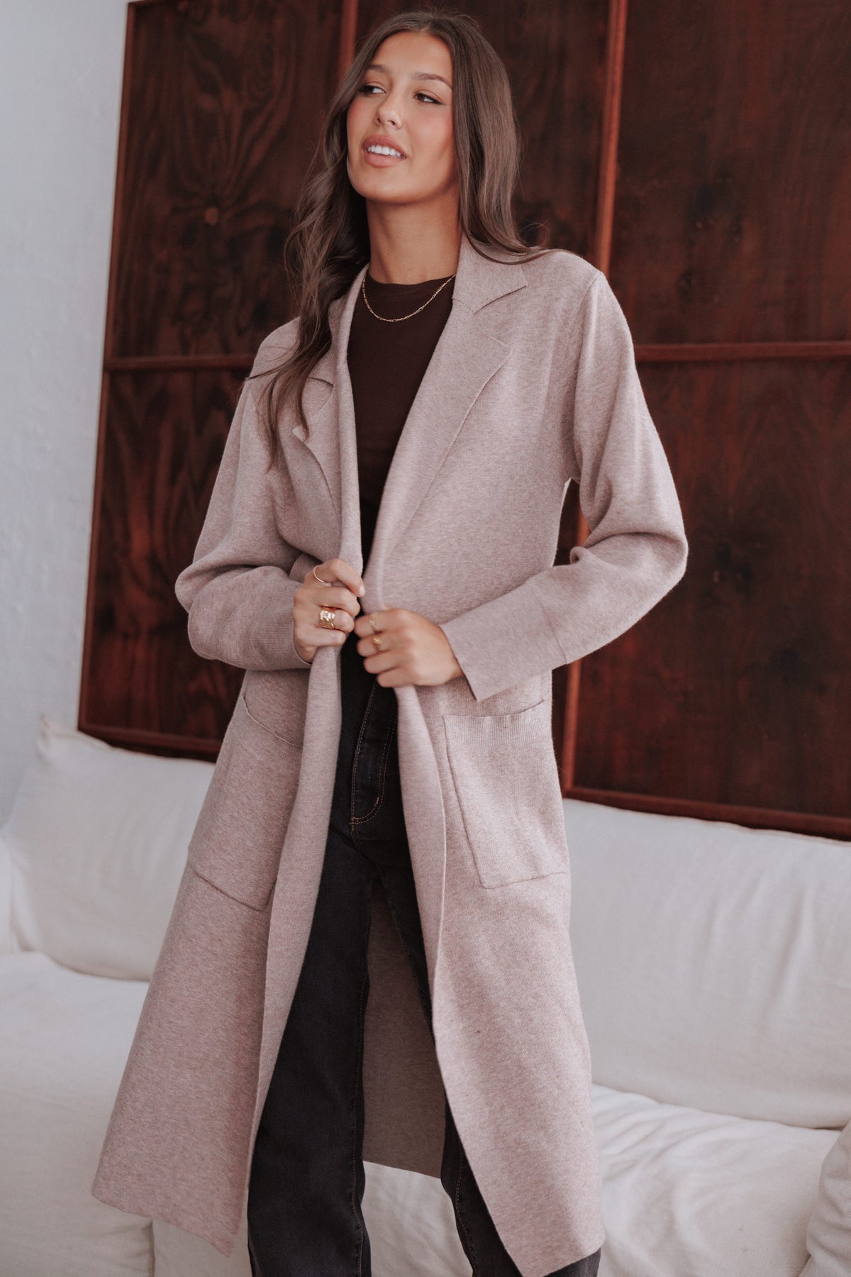 Venda Coatigan in Light Brown – view 1 of 7