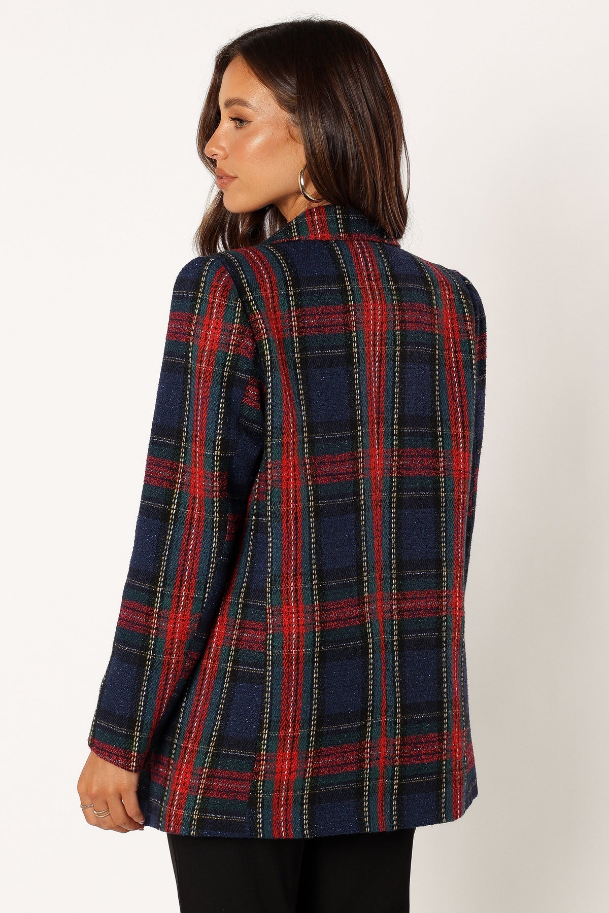 Vivienne Plaid Blazer in Red/Navy Multi – view 4 of 10