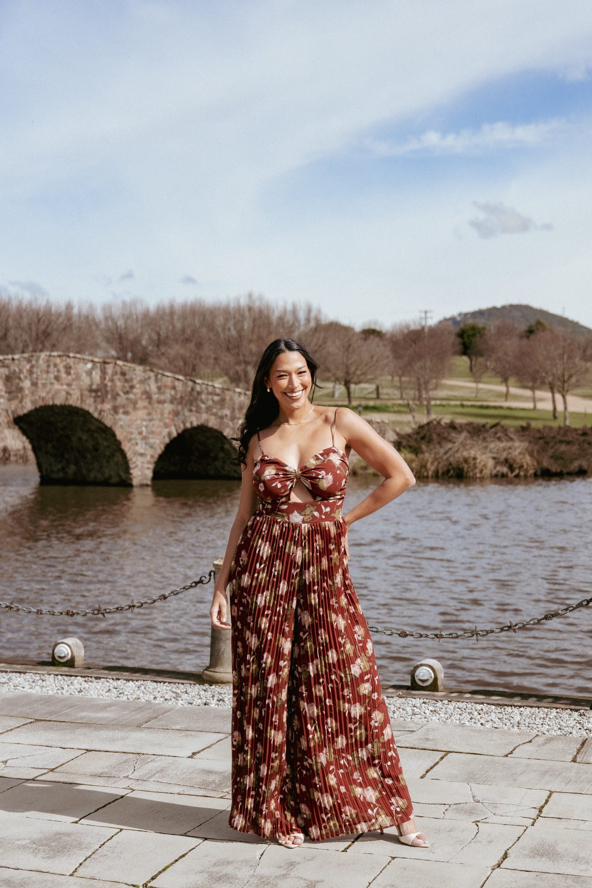 Alice Wide Leg Jumpsuit in Brown Floral – view 1 of 8