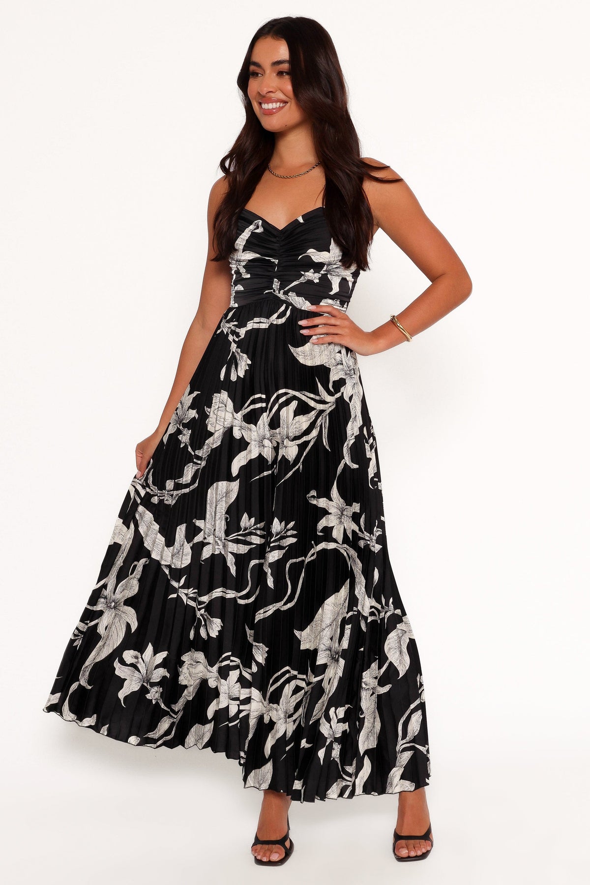 Angelique Pleated Jumpsuit in Black Floral – view 3 of 8