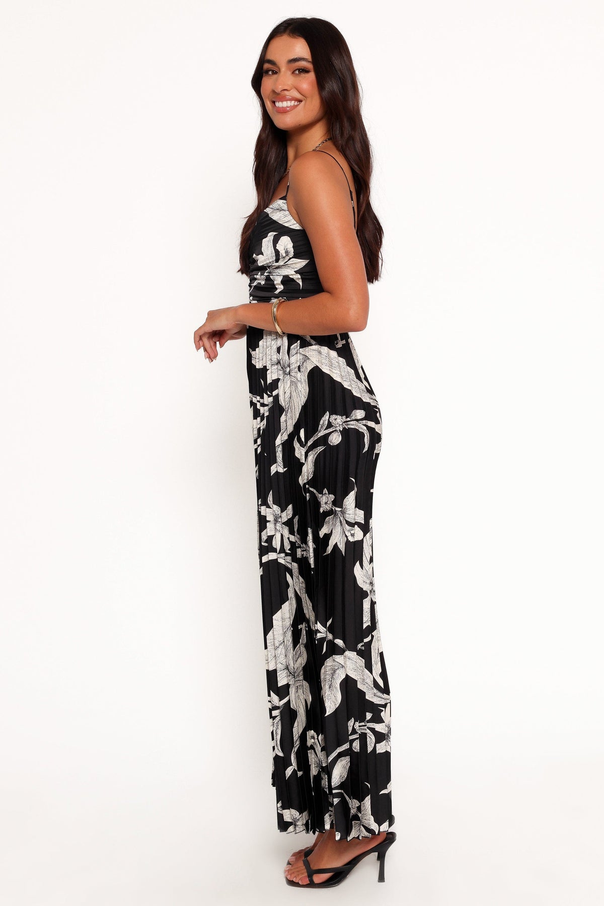 Angelique Pleated Jumpsuit in Black Floral – view 5 of 8