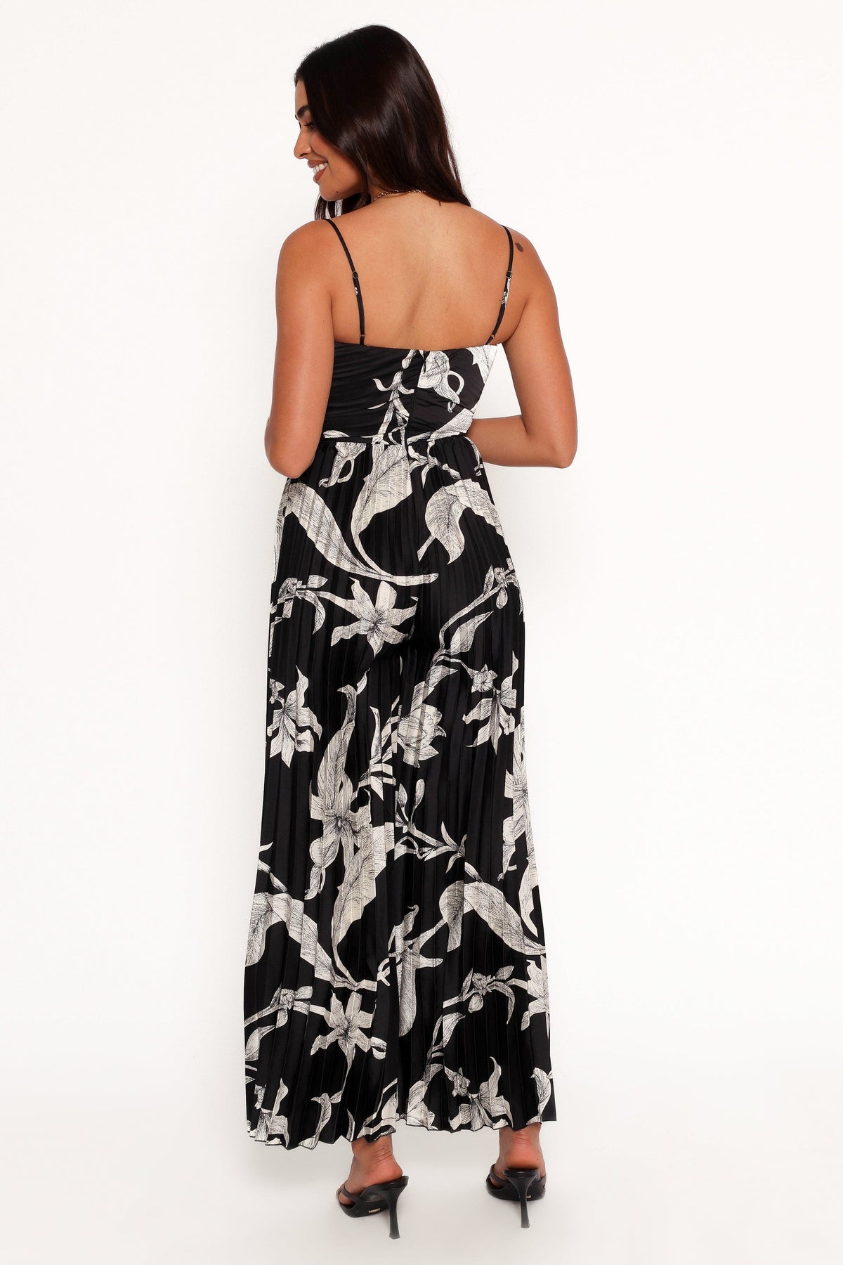 Angelique Pleated Jumpsuit in Black Floral – view 6 of 8