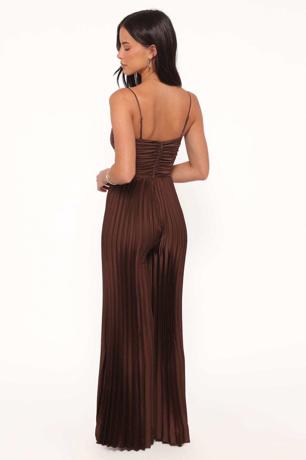 Angelique Pleated Jumpsuit in Chocolate Brown – view 5 of 7