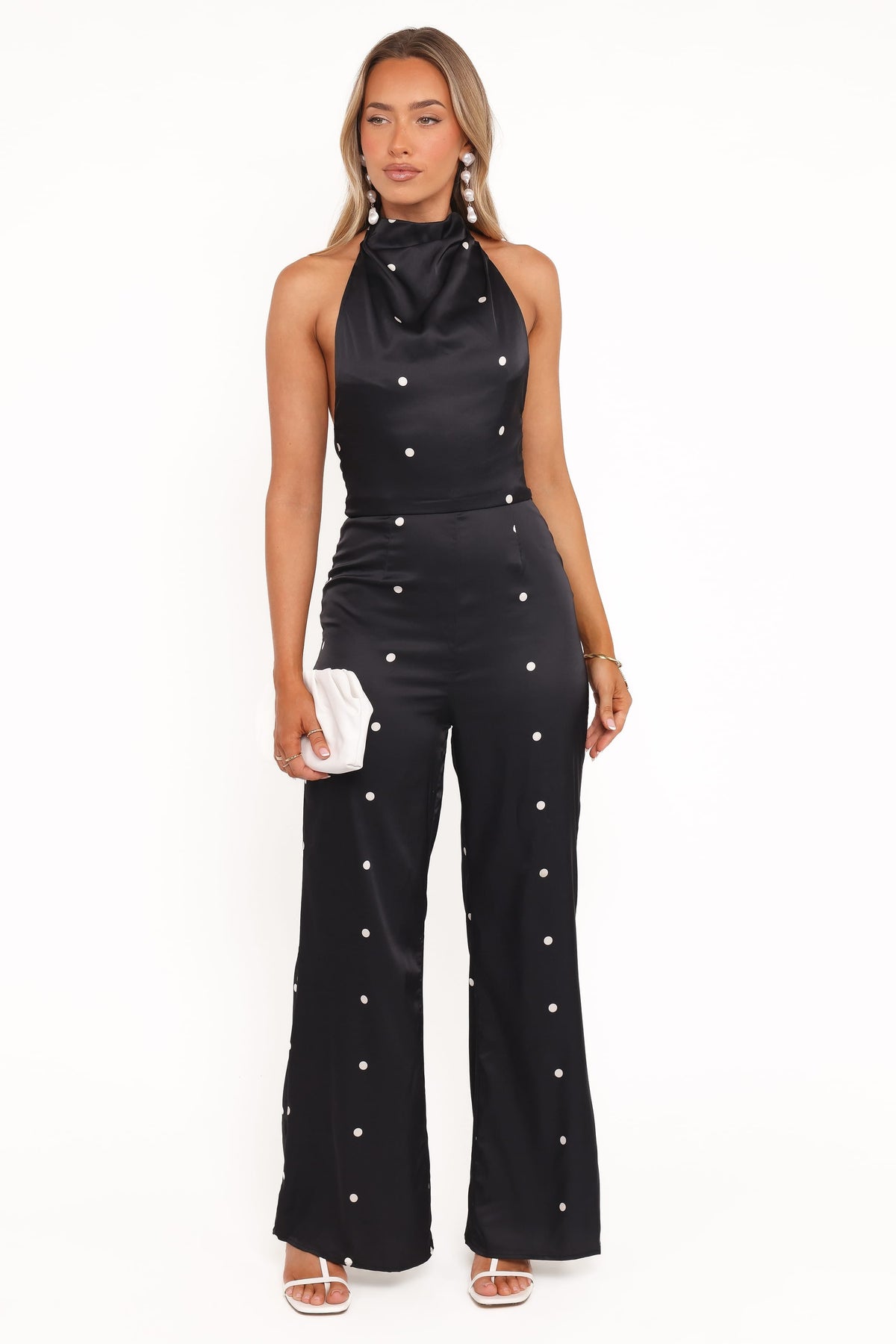 Bentley Halterneck Jumpsuit in Black Polka Dot – view 2 of 7
