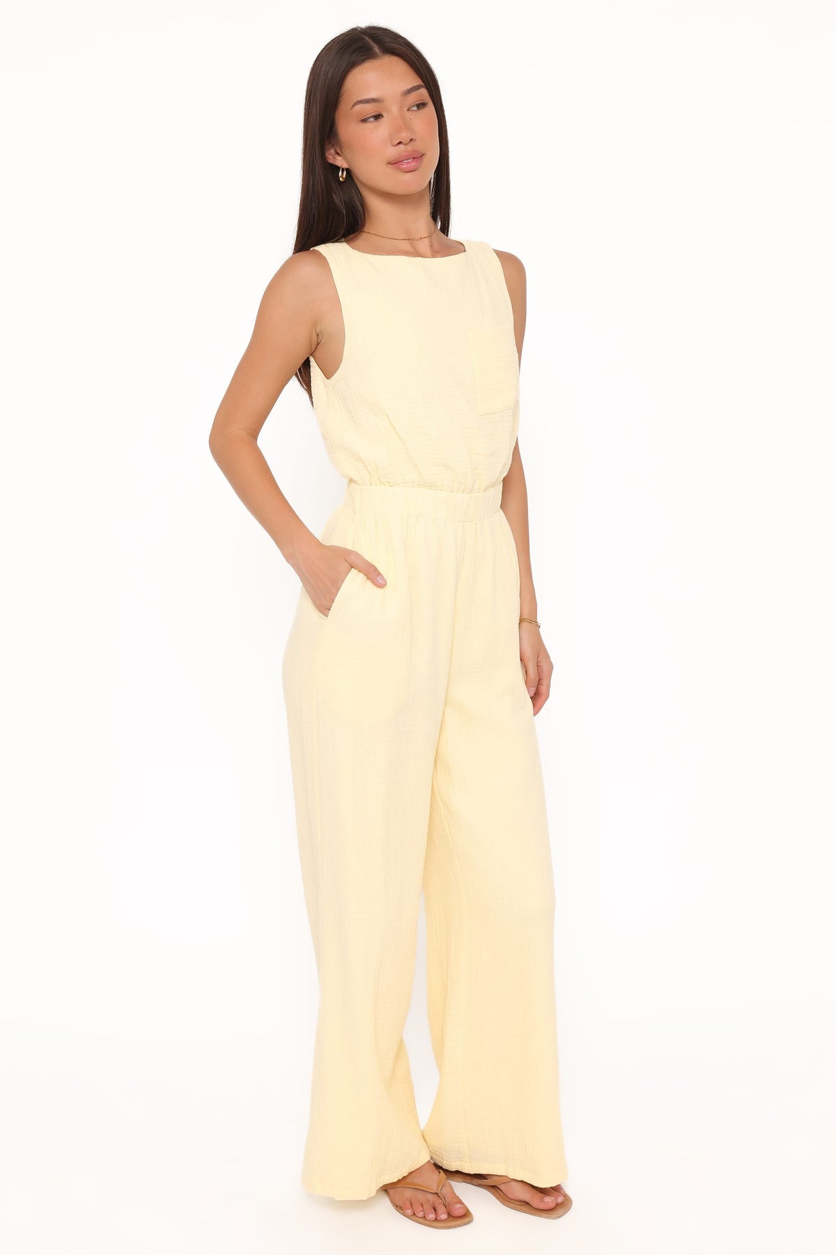 Brenna Cotton Jumpsuit in Baby Yellow – view 5 of 6