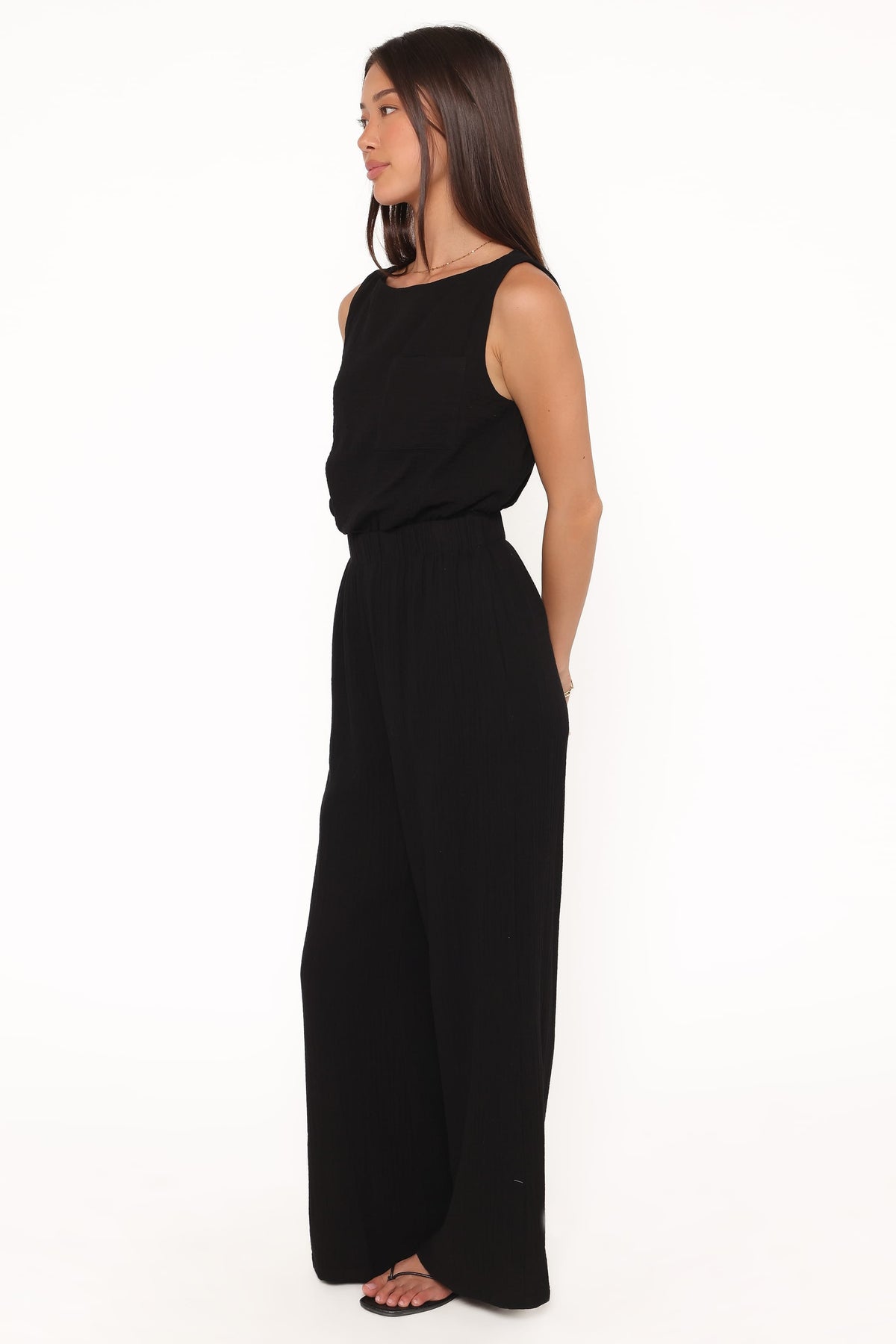 Brenna Cotton Jumpsuit in Black – view 3 of 5
