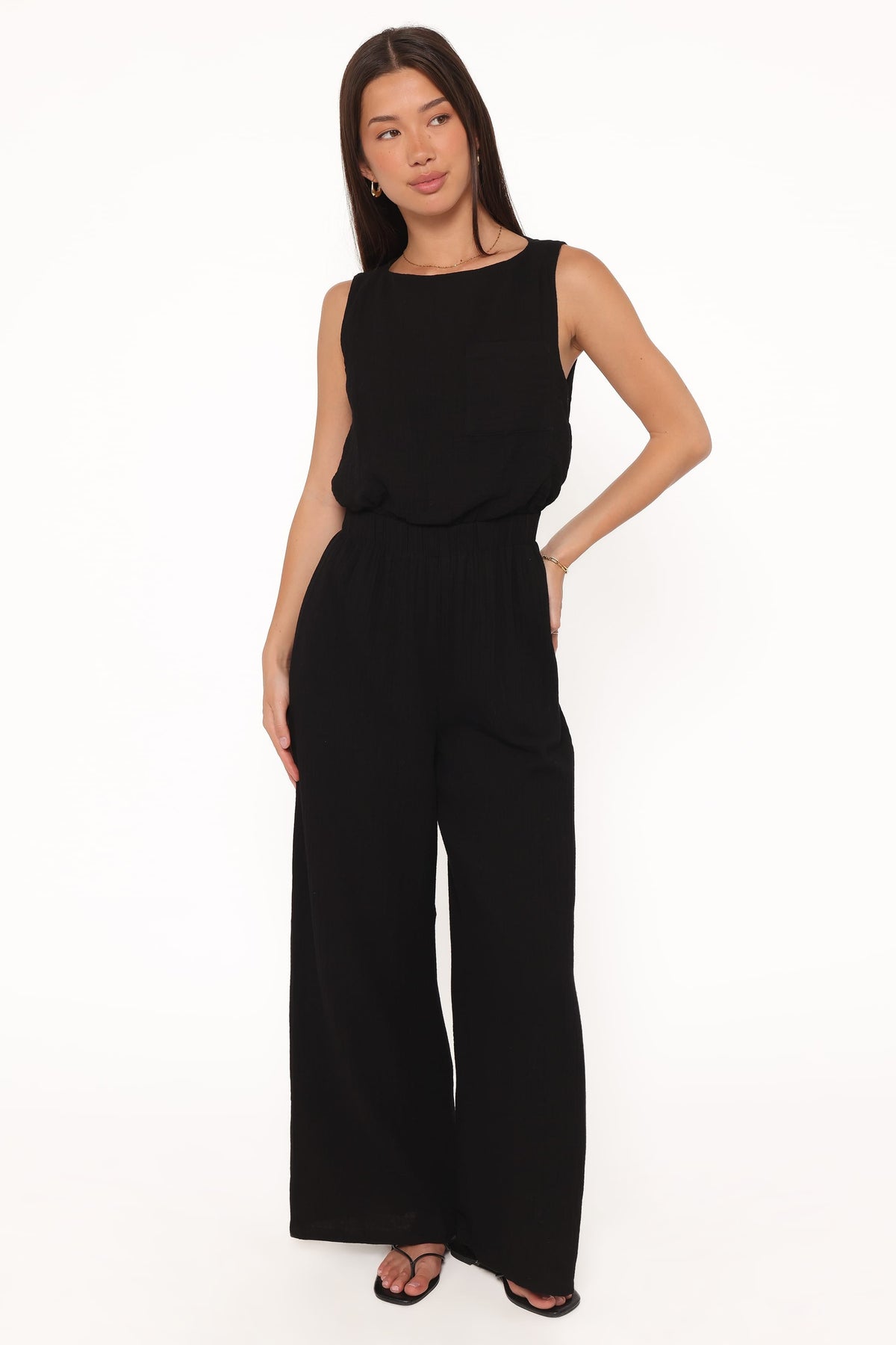 Brenna Cotton Jumpsuit in Black – view 1 of 5