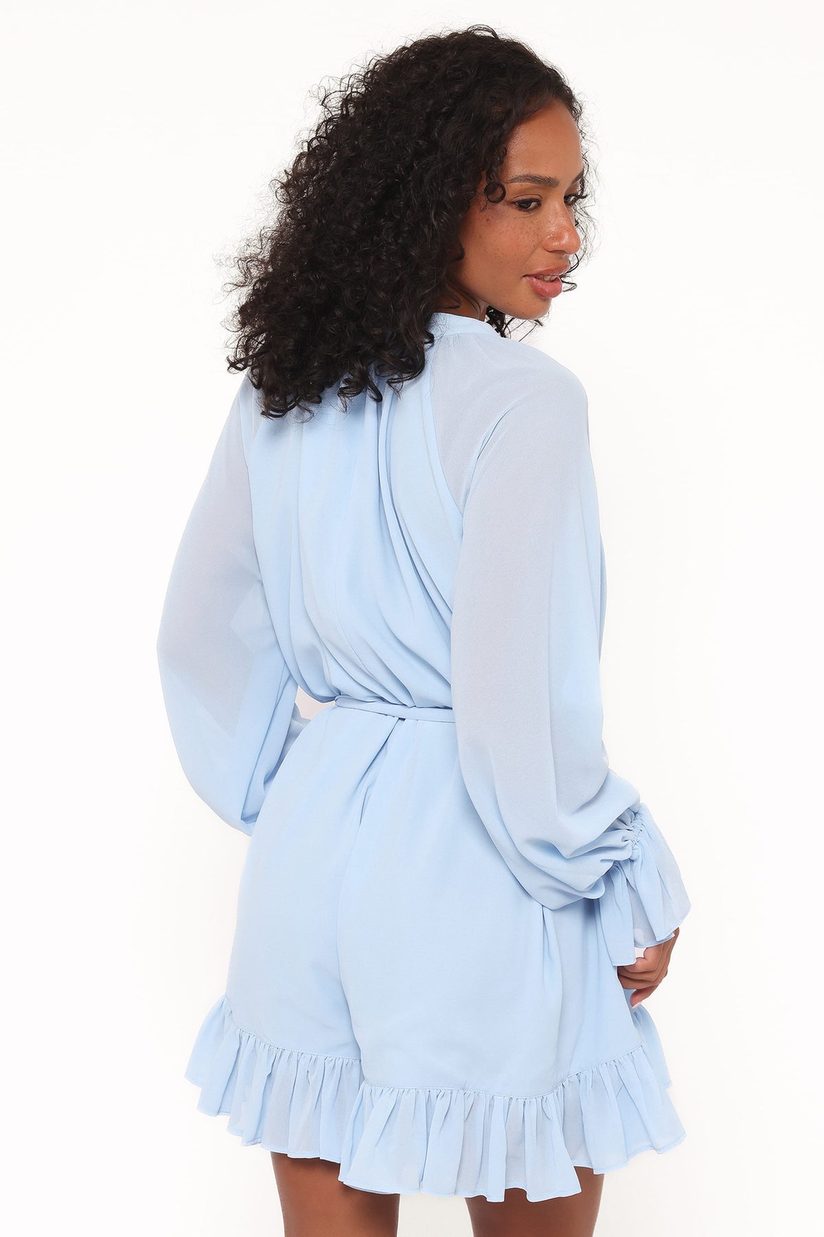 Brianna Long Sleeve Romper in Blue – view 4 of 7