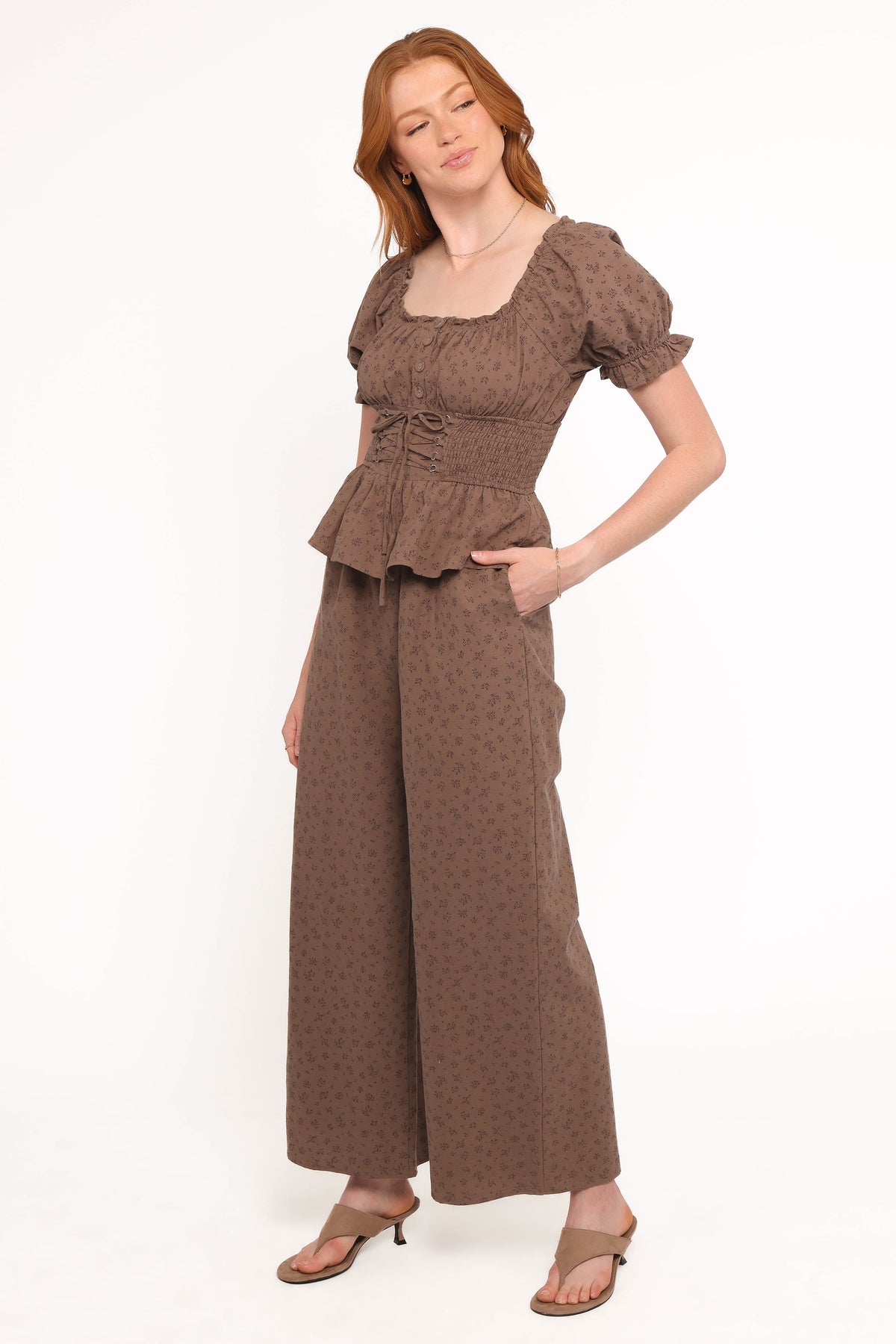Bridget Jumpsuit in Taupe Purple Floral – view 3 of 5