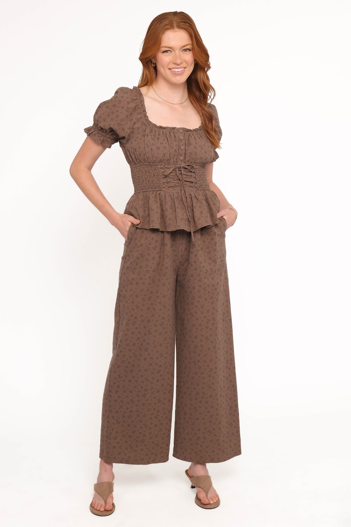 Bridget Jumpsuit in Taupe Purple Floral – view 1 of 5