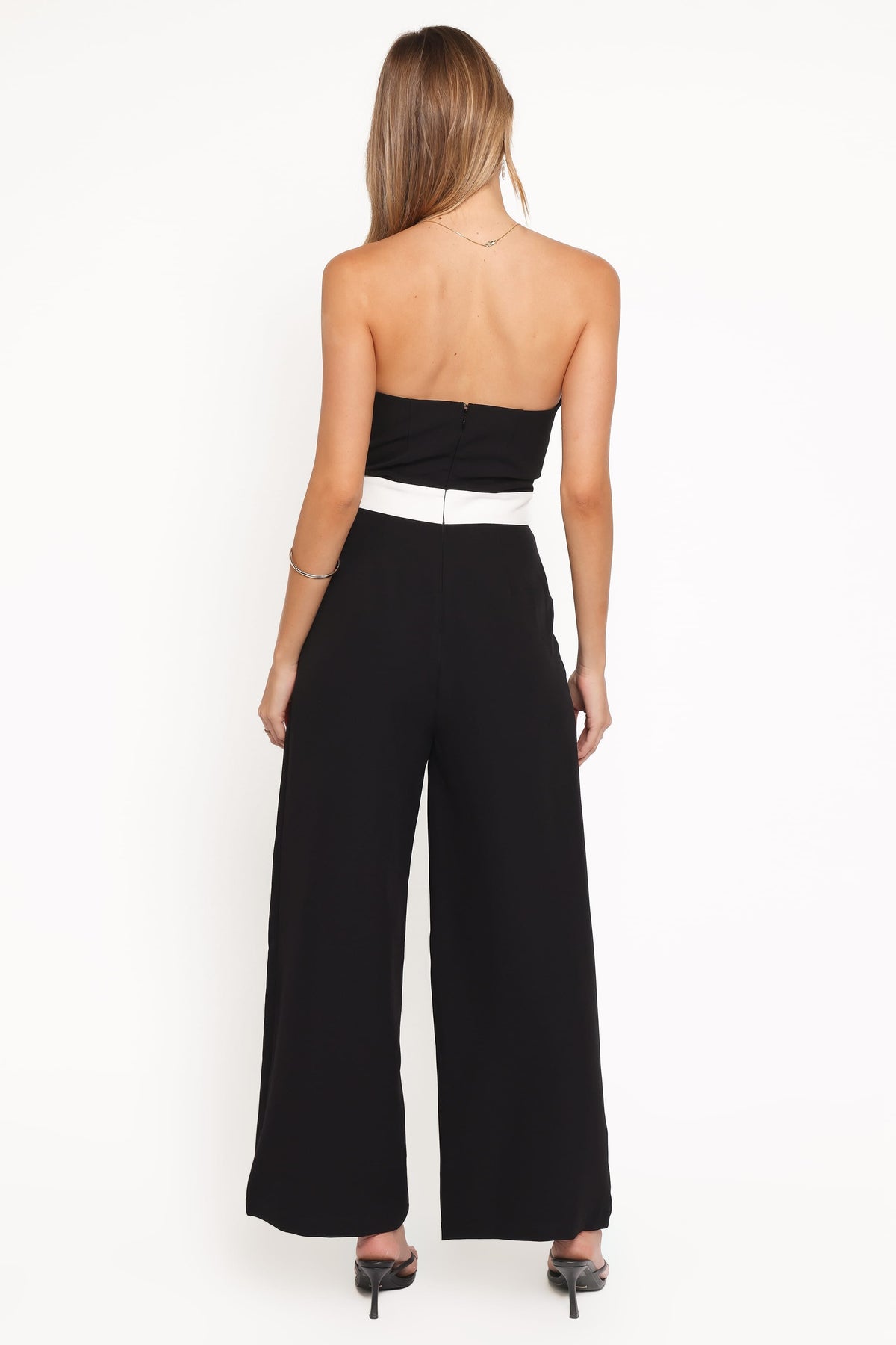 Elaria Scalloped Belted Jumpsuit in Black – view 5 of 8