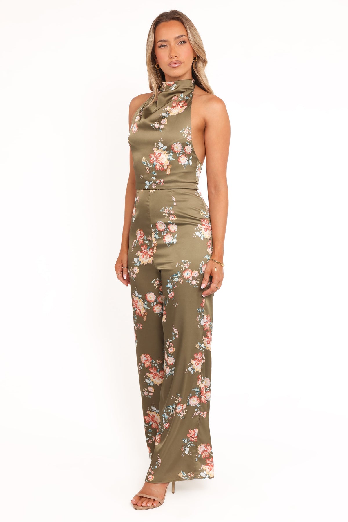 Holly Halterneck Jumpsuit in Olive Floral – view 4 of 7