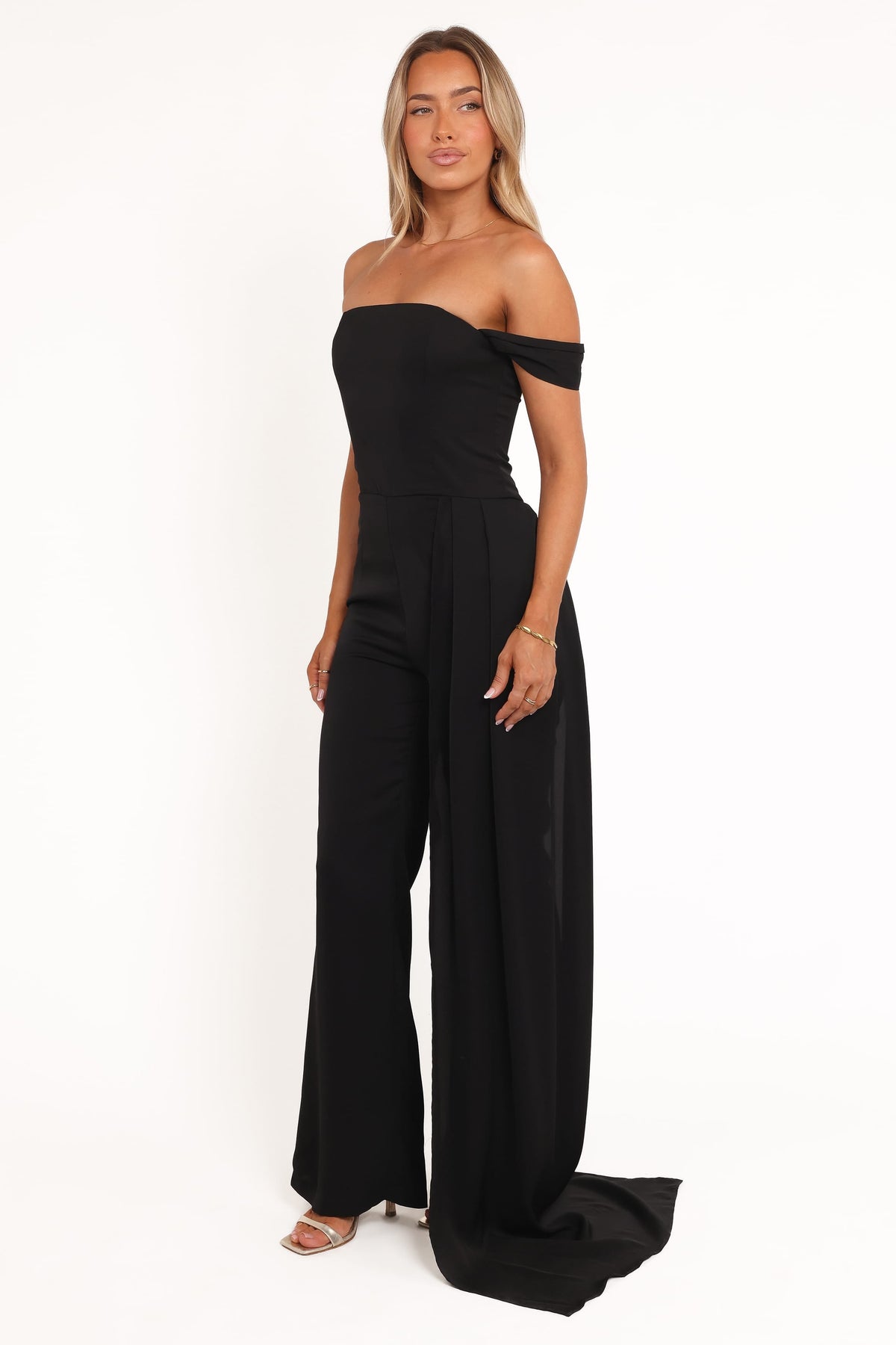 Jenny Off Shoulder Jumpsuit in Black – view 3 of 8