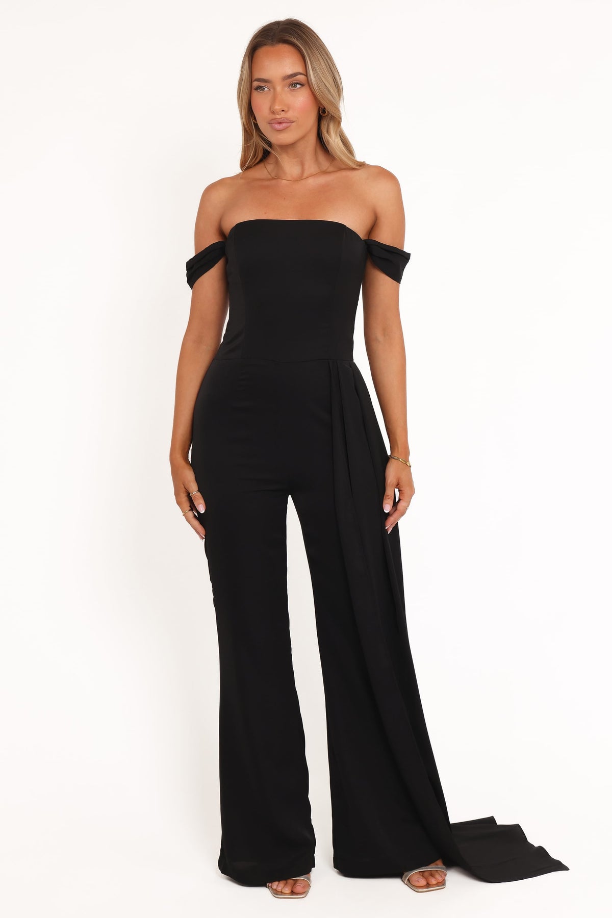 Jenny Off Shoulder Jumpsuit in Black – view 7 of 8