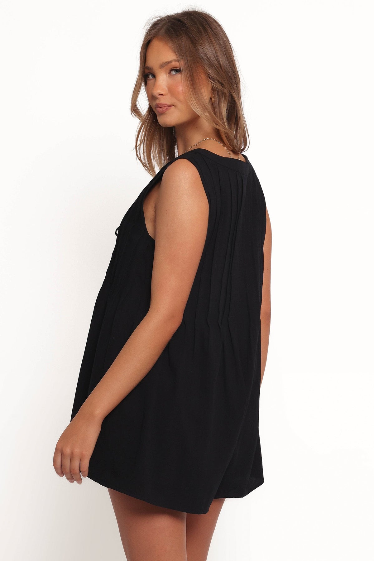 Kallie Tie Front Romper in Black – view 6 of 8
