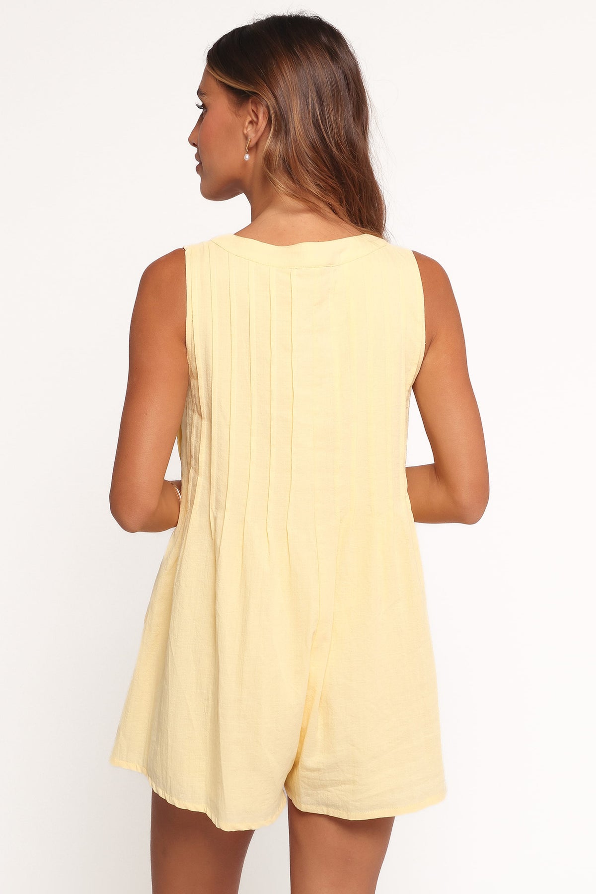 Kallie Tie Front Romper in Butter Yellow – view 6 of 7