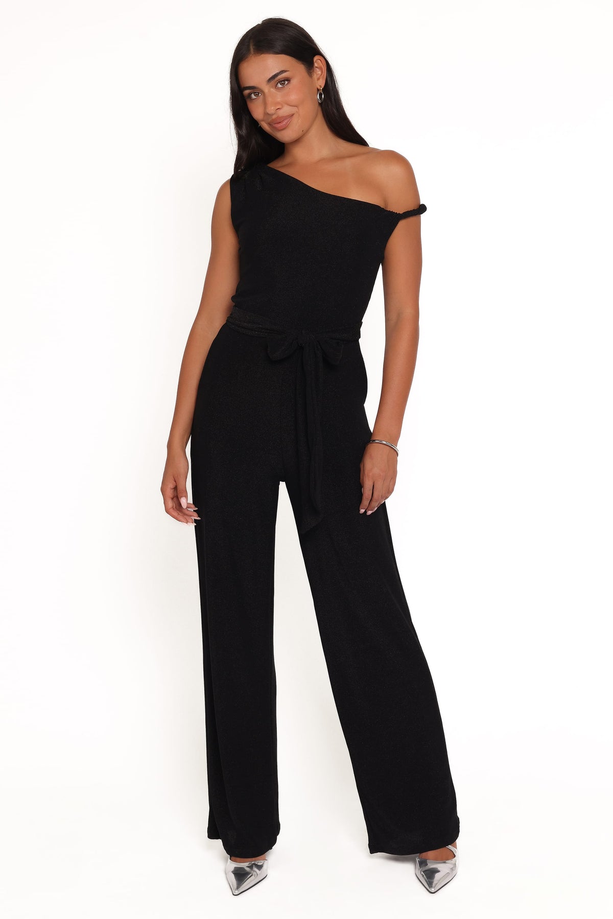 Katarina Off Shoulder Jumpsuit in Black – view 1 of 5