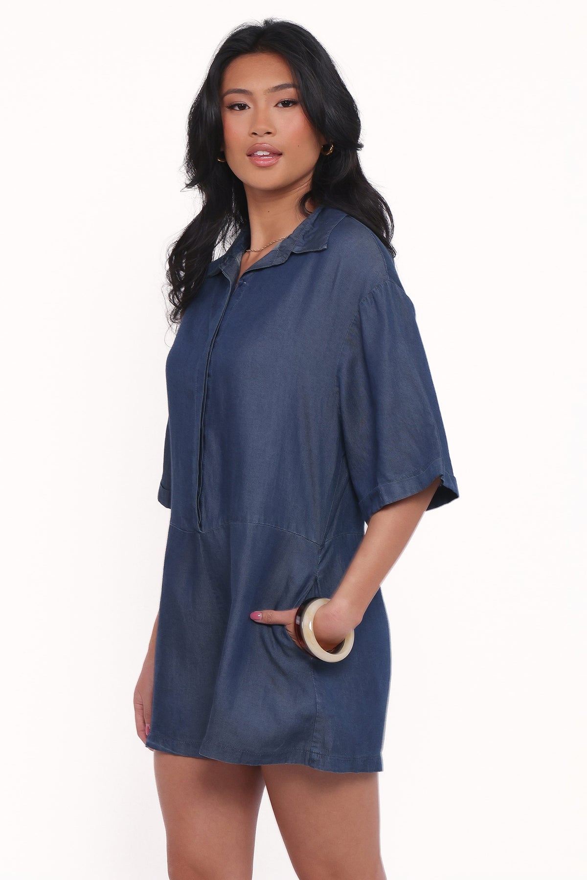 Kiya Denim Romper in Dark Denim – view 4 of 7