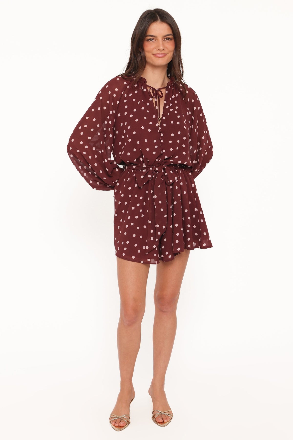 Michelle Romper in Burgundy Polka Dot – view 5 of 6