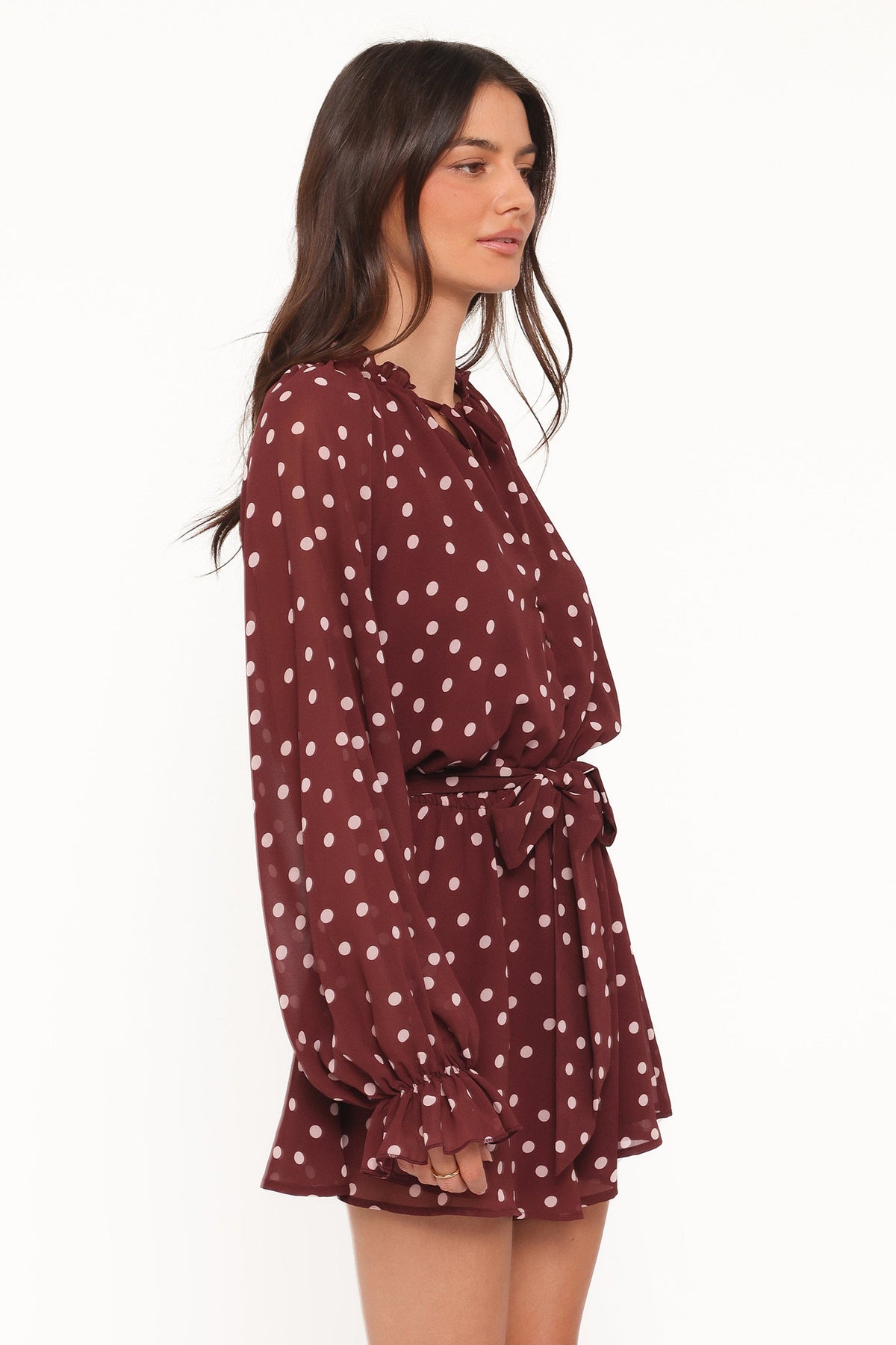 Michelle Romper in Burgundy Polka Dot – view 3 of 6