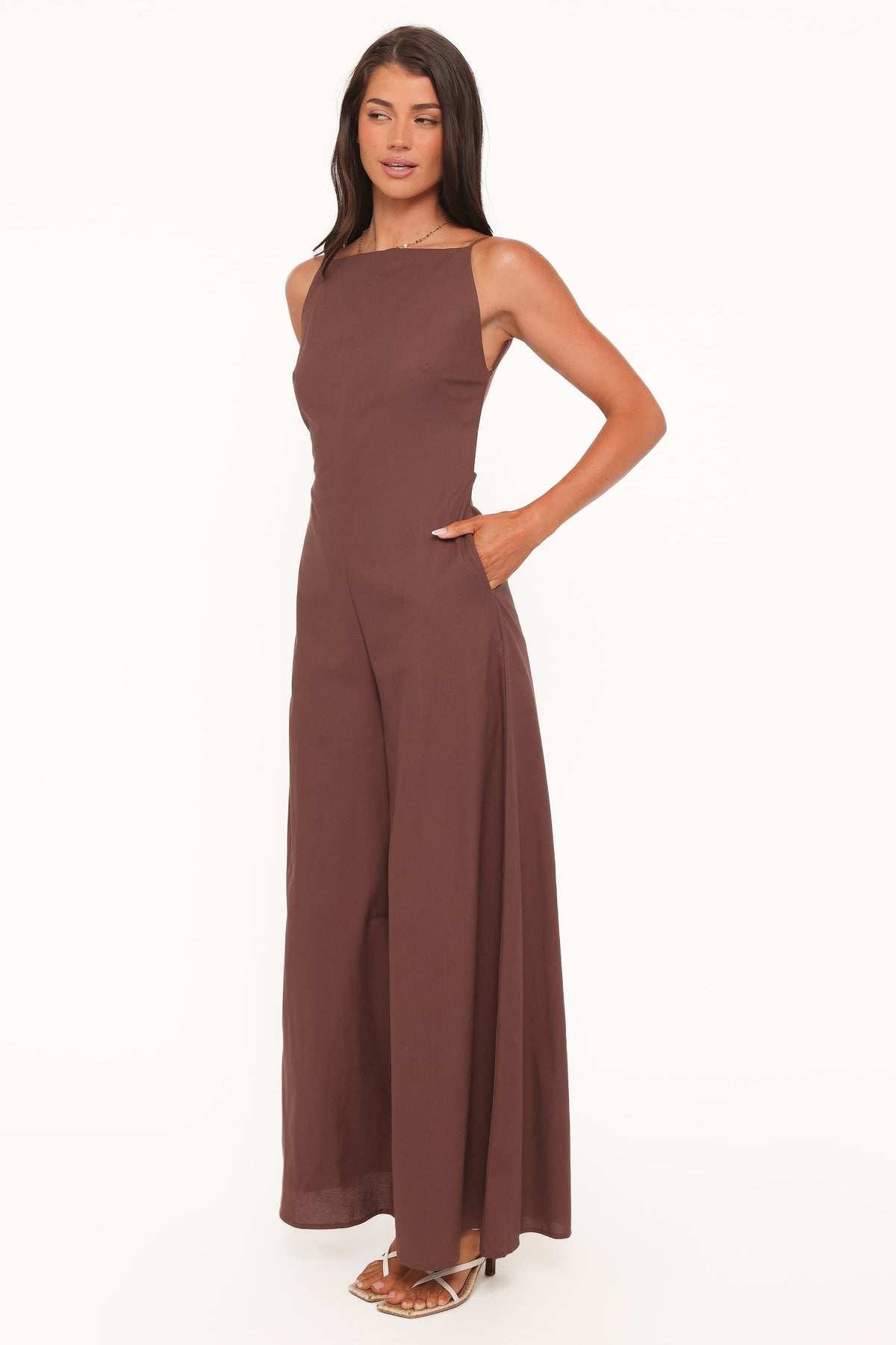 Ophilia Open Back Jumpsuit in Dark Brown – view 4 of 8
