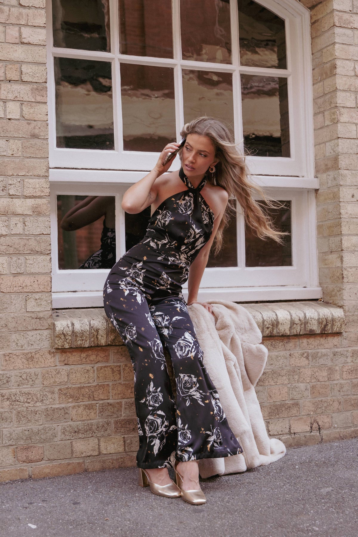 Raelynn Halter Jumpsuit in Black Floral – view 8 of 8