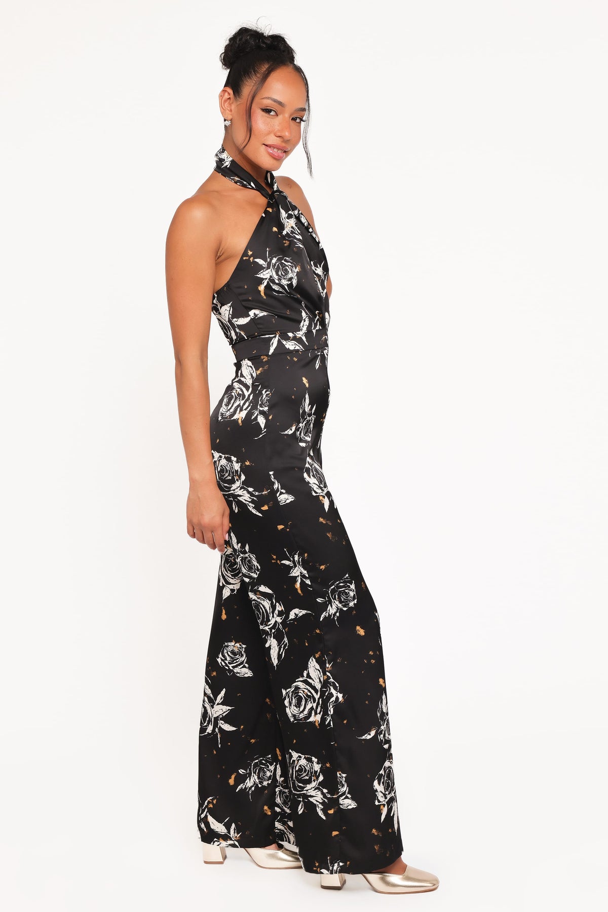 Raelynn Halter Jumpsuit in Black Floral – view 4 of 8