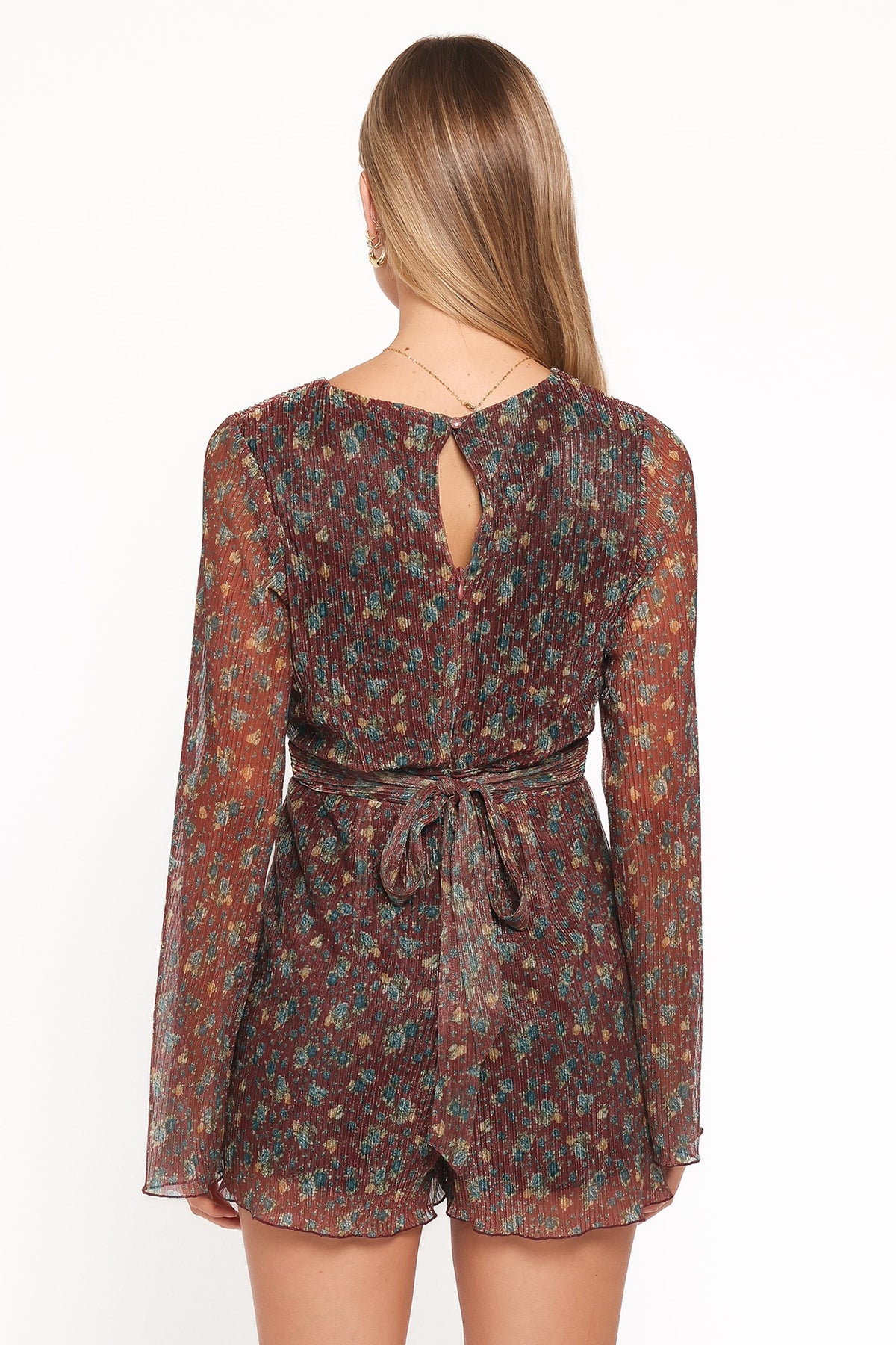 Rhiannon Long Sleeve Romper in Brown Floral – view 4 of 7