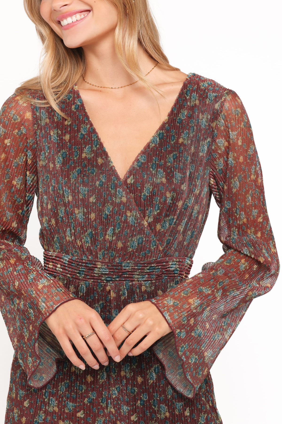 Rhiannon Long Sleeve Romper in Brown Floral – view 2 of 7