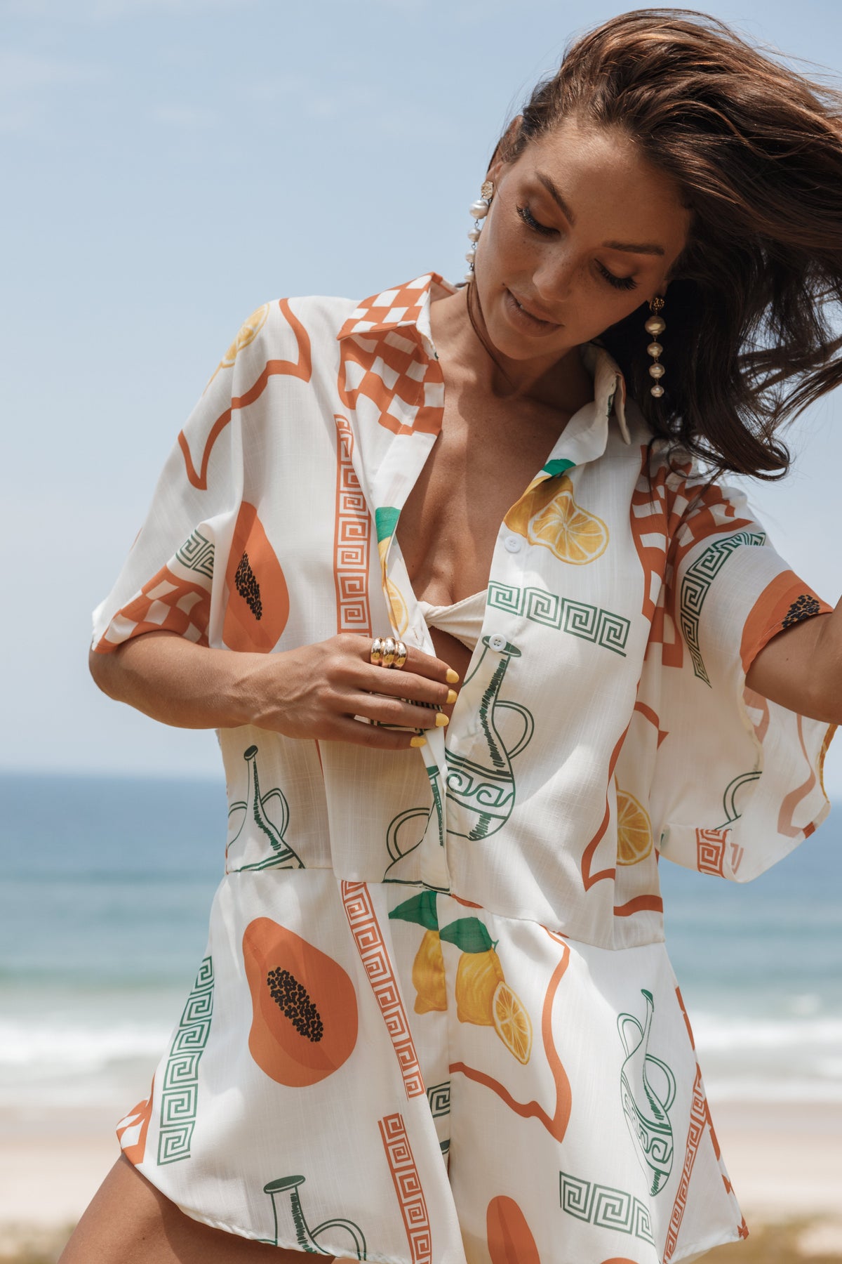 Sebastian Romper in White Orange – view 1 of 10