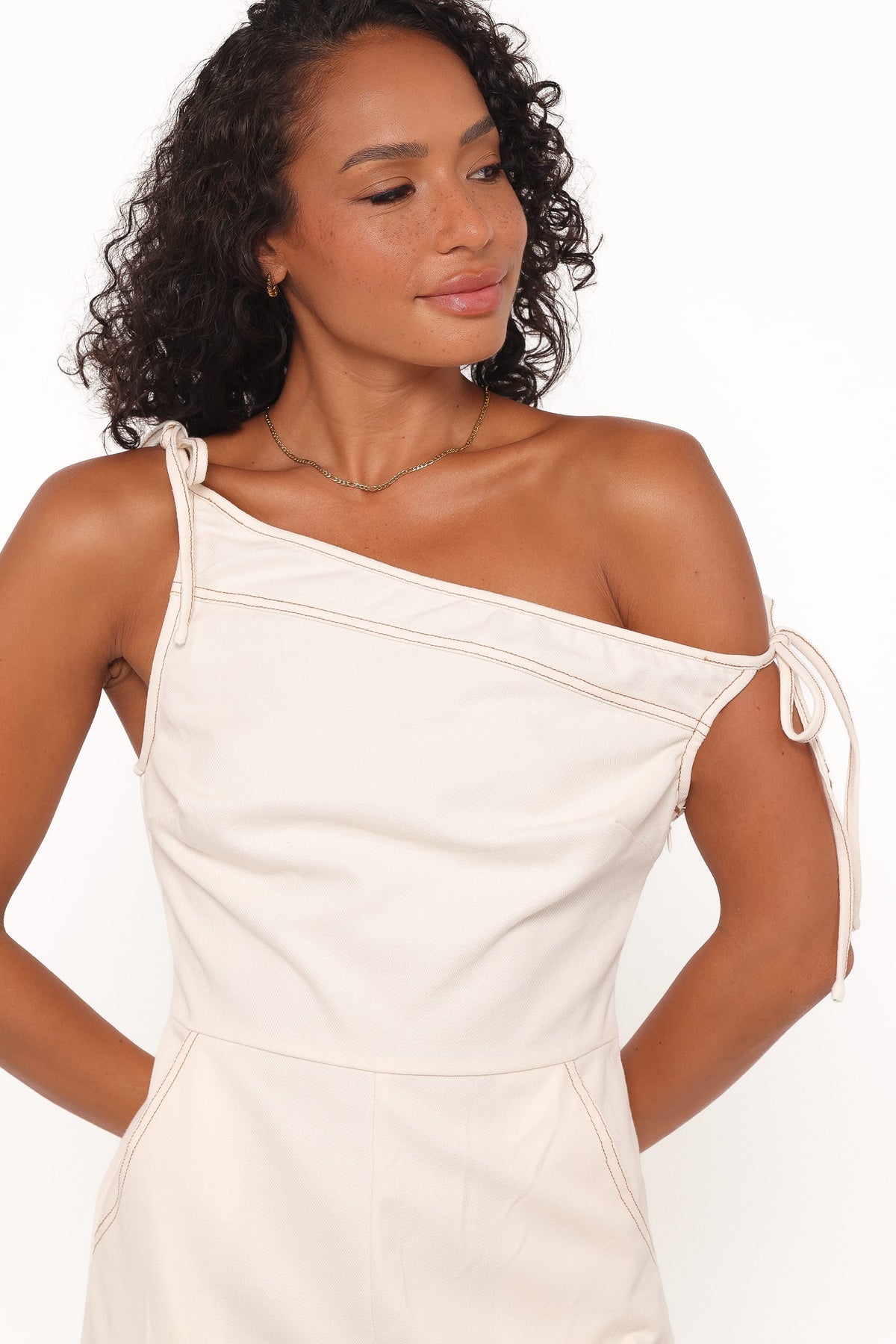Tatum Off Shoulder Romper in Bone – view 2 of 6