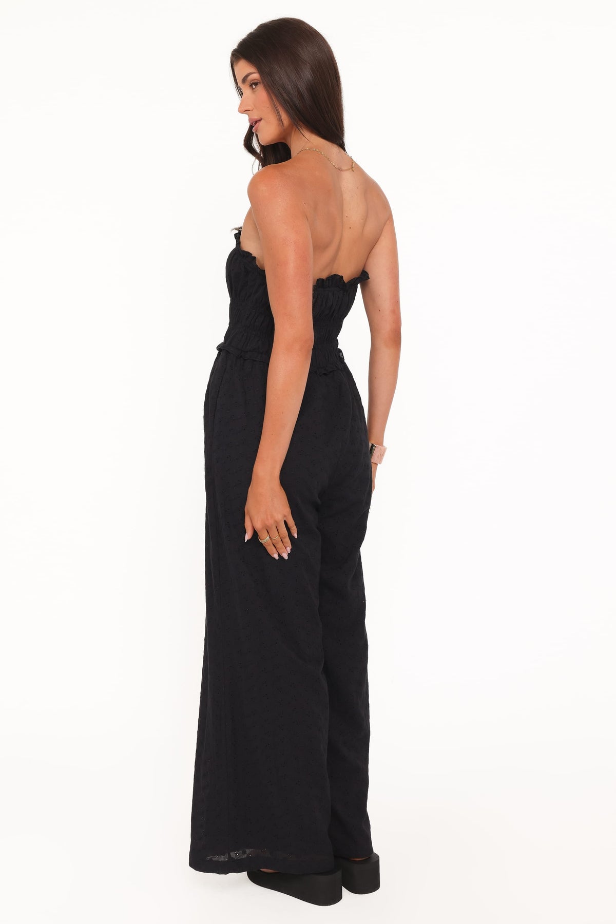 Yulissa Strapless Jumpsuit in Black Broderie – view 5 of 7