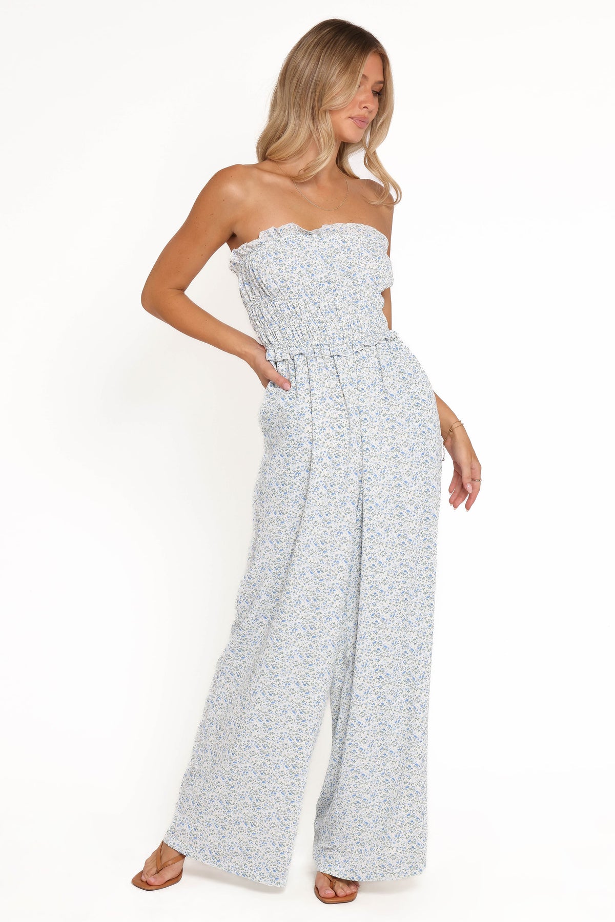 Yulissa Strapless Jumpsuit in Blue Floral – view 2 of 7