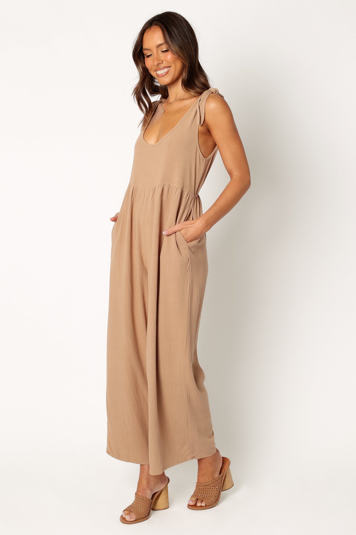 Ayla Linen Jumpsuit in Mocha – view 2 of 10