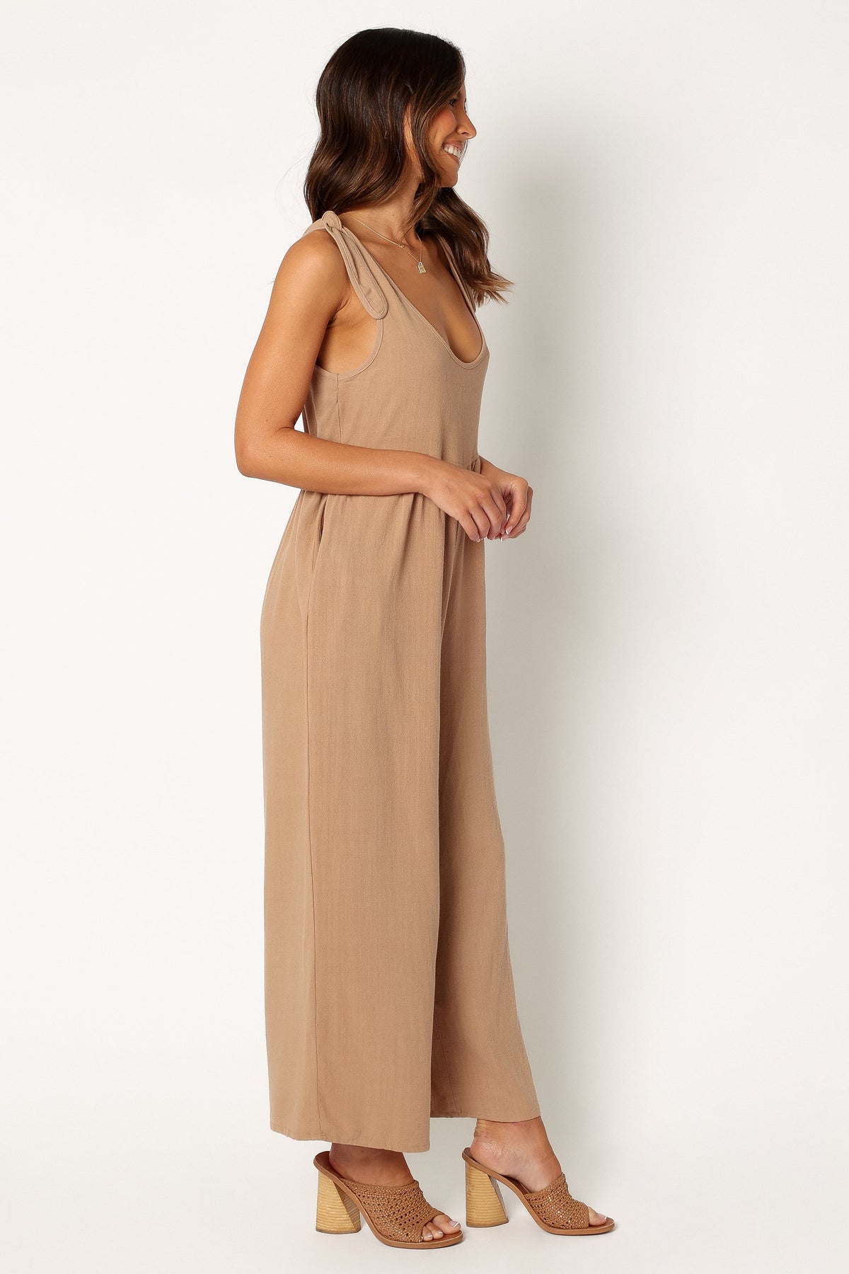 Ayla Linen Jumpsuit in Mocha – view 4 of 10
