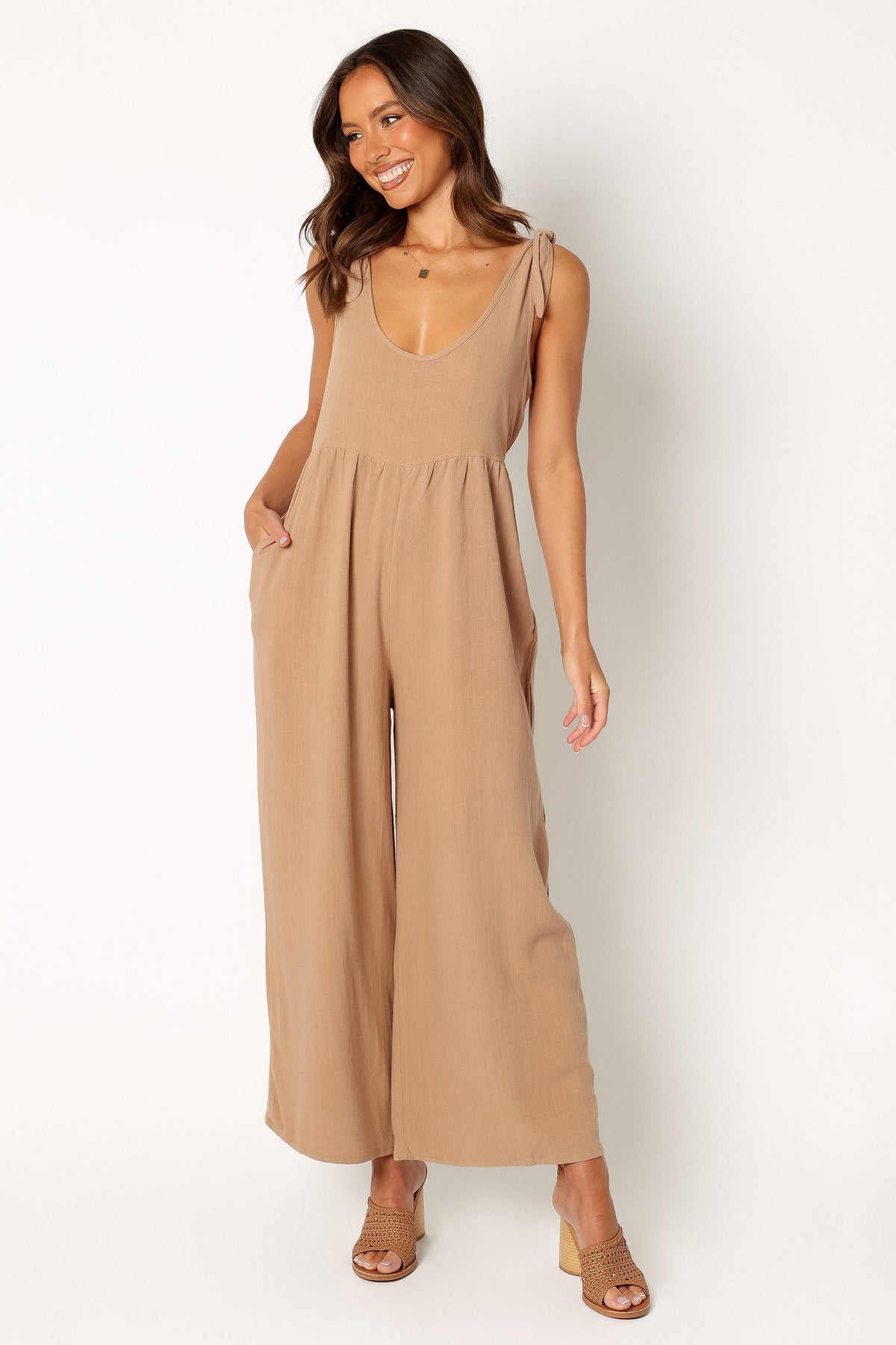 Ayla Linen Jumpsuit in Mocha – view 7 of 10