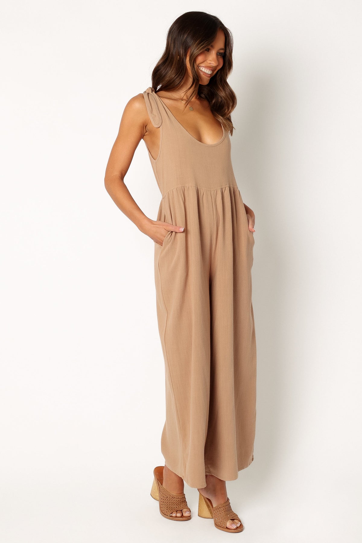 Ayla Linen Jumpsuit in Mocha – view 9 of 10