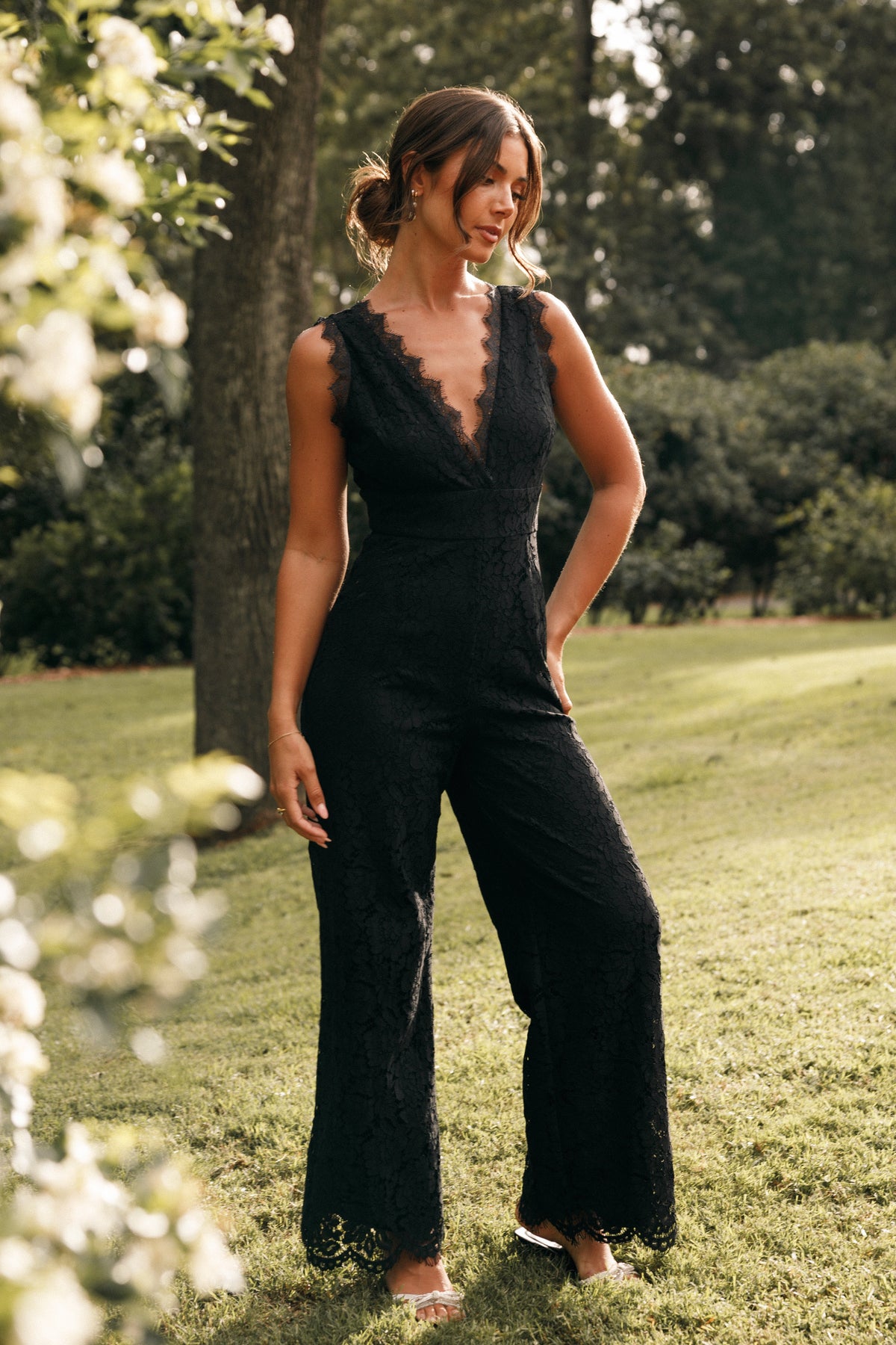Eloise Lace Jumpsuit in Black – view 1 of 9