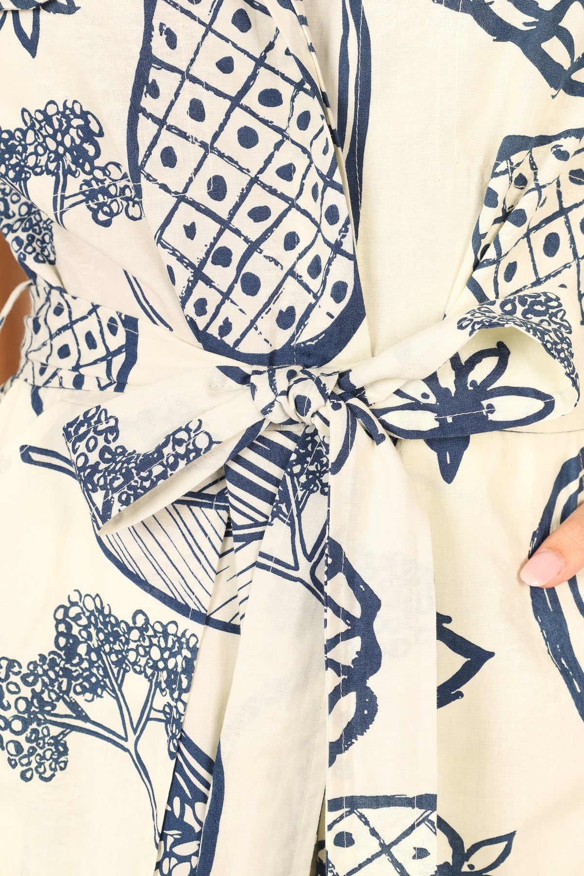 Georgina Tie Waist Romper in Navy – view 9 of 9
