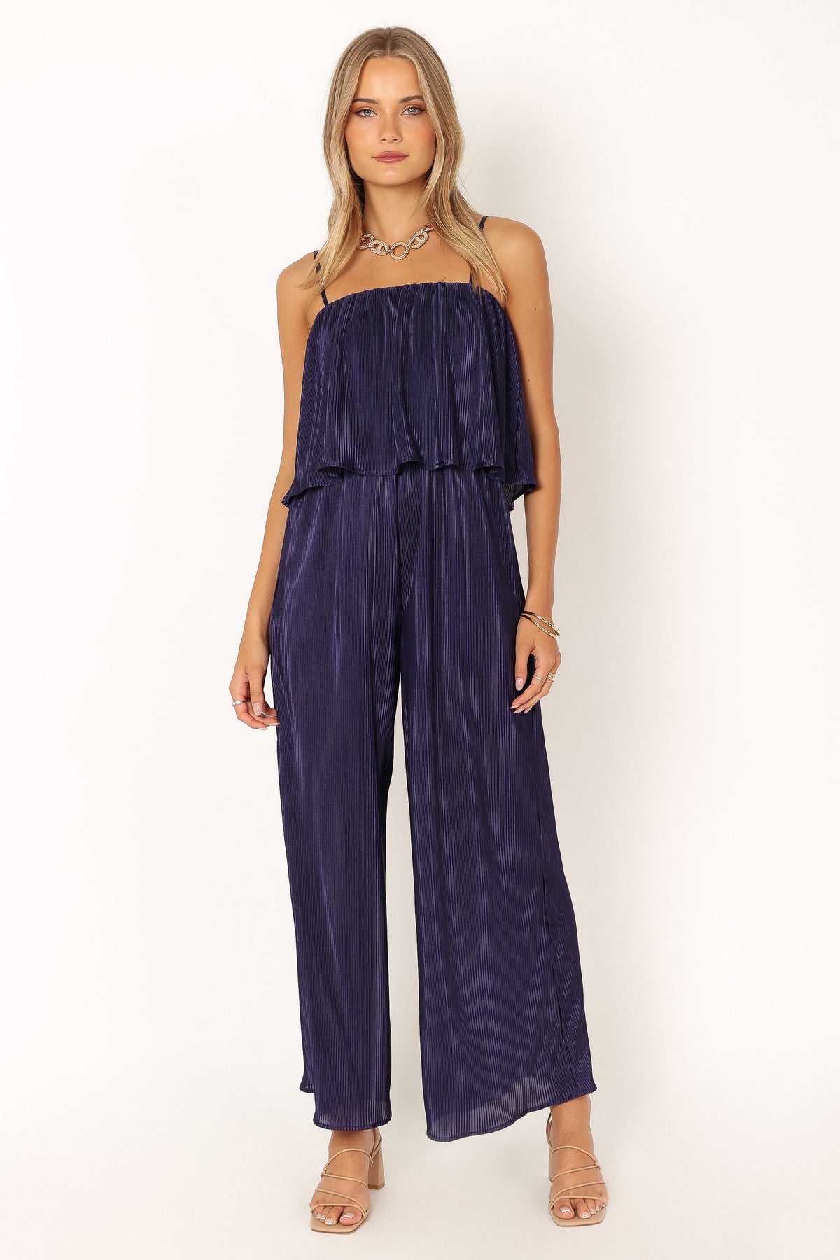 Jillian Plisse Jumpsuit in Navy – view 2 of 7