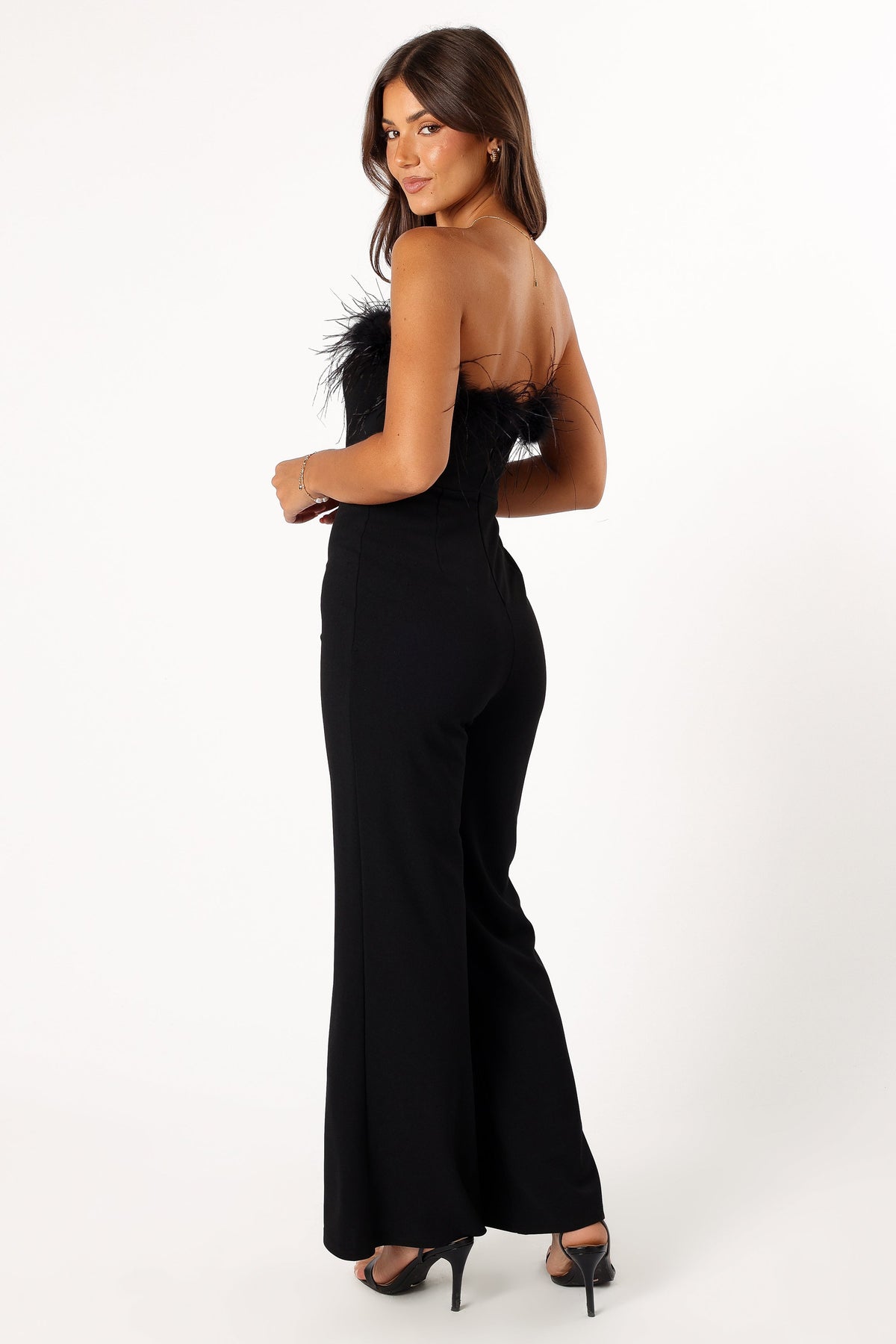 Louise Feather Trim Jumpsuit in Black – view 8 of 10