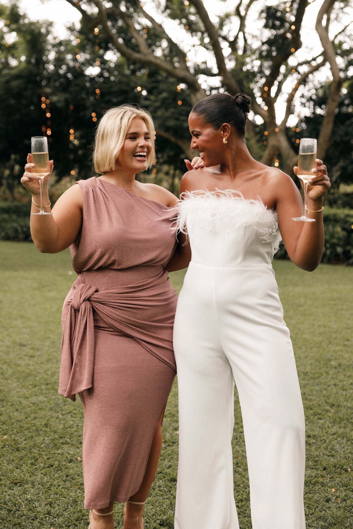 Louise Feather Trim Jumpsuit in White – view 4 of 10