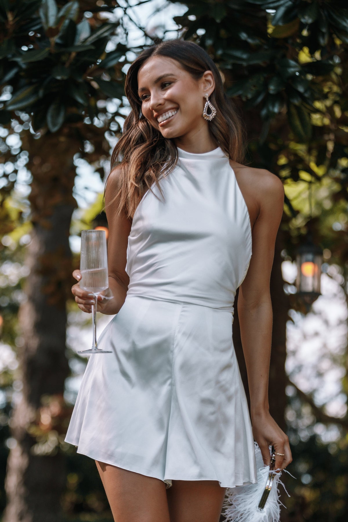 Odilia Tie Waist Romper in White – view 2 of 11