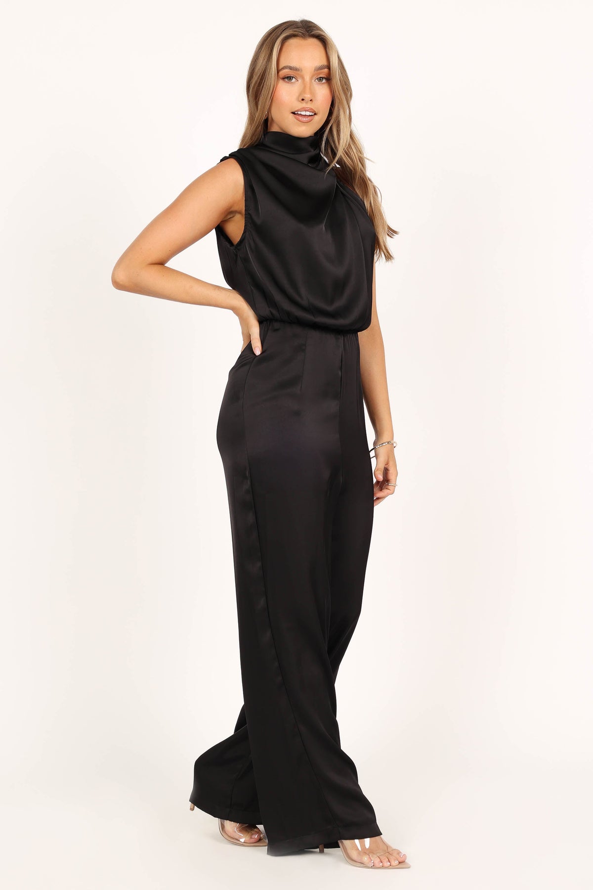 Savannah One Shoulder Jumpsuit in Black – view 2 of 7